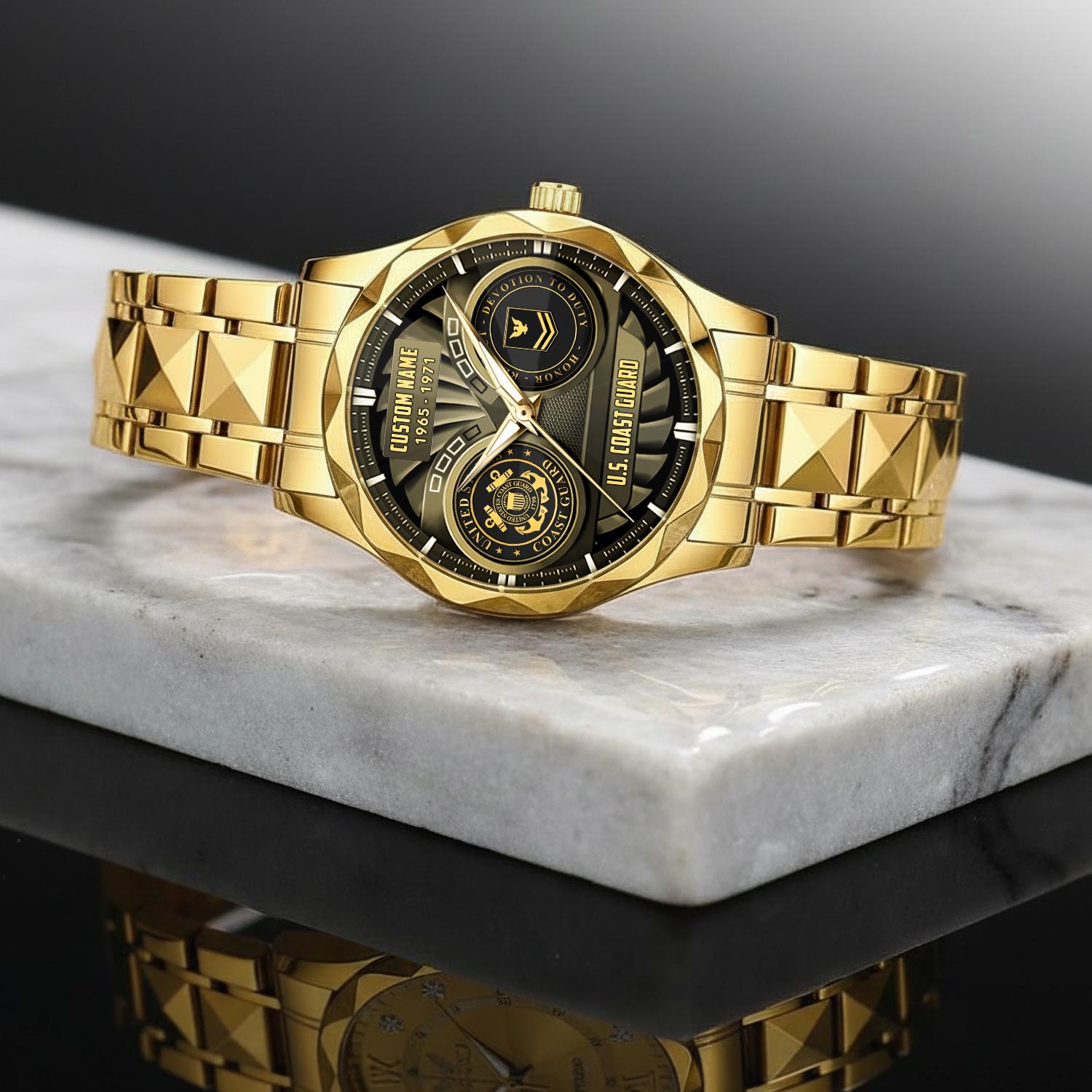 US Coast Guard, No One Gets Left Behind - Diamond-Cut Bezel Watch - Image 2