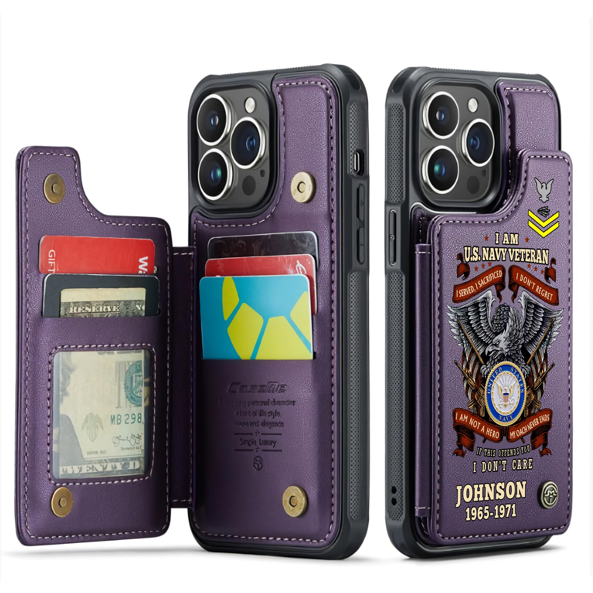 US Navy, I Walked The Walk - Leather Flip Phone Case - Image 6