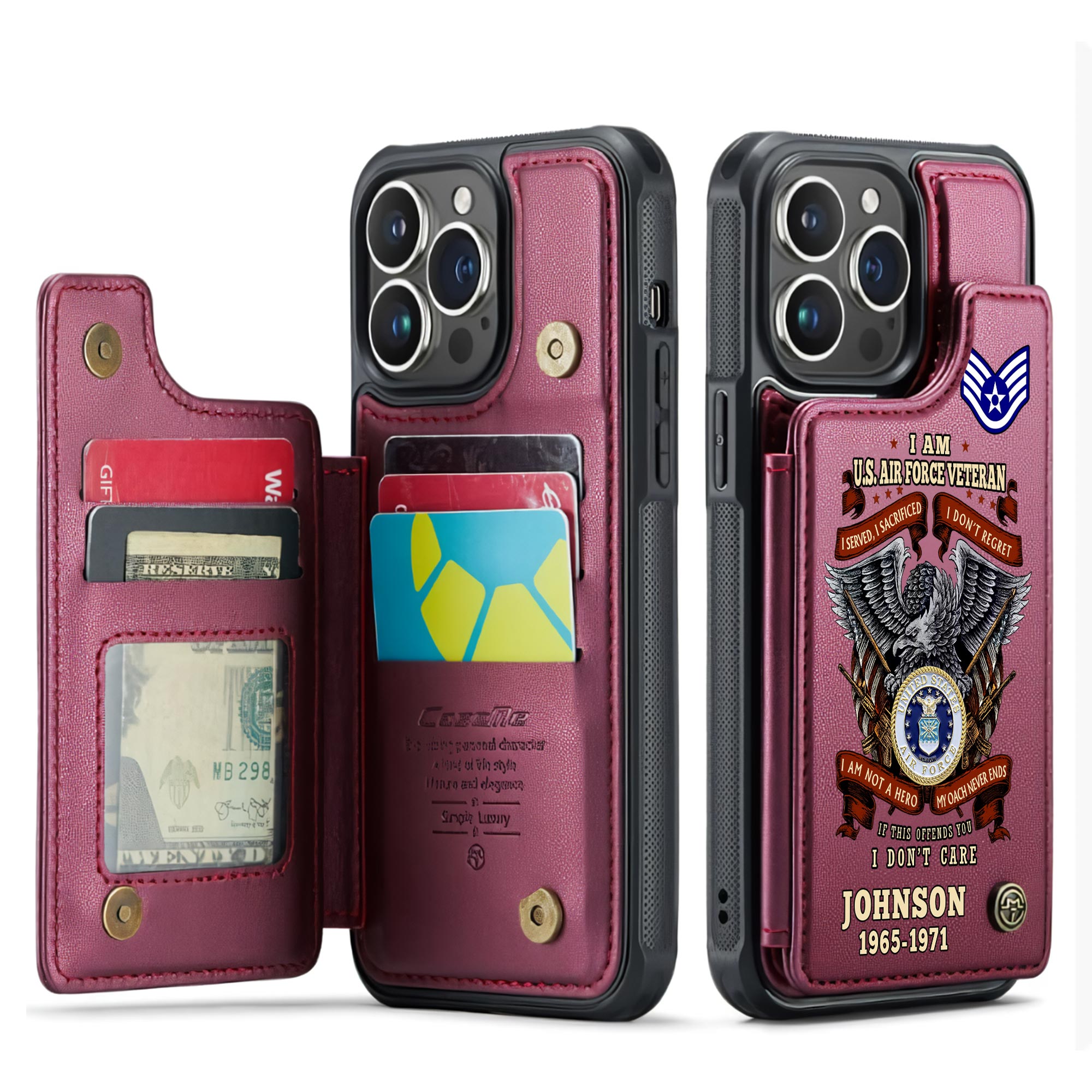US Air Force , Aim High … Fly-Fight-Win - Leather Flip Phone Case - Image 4