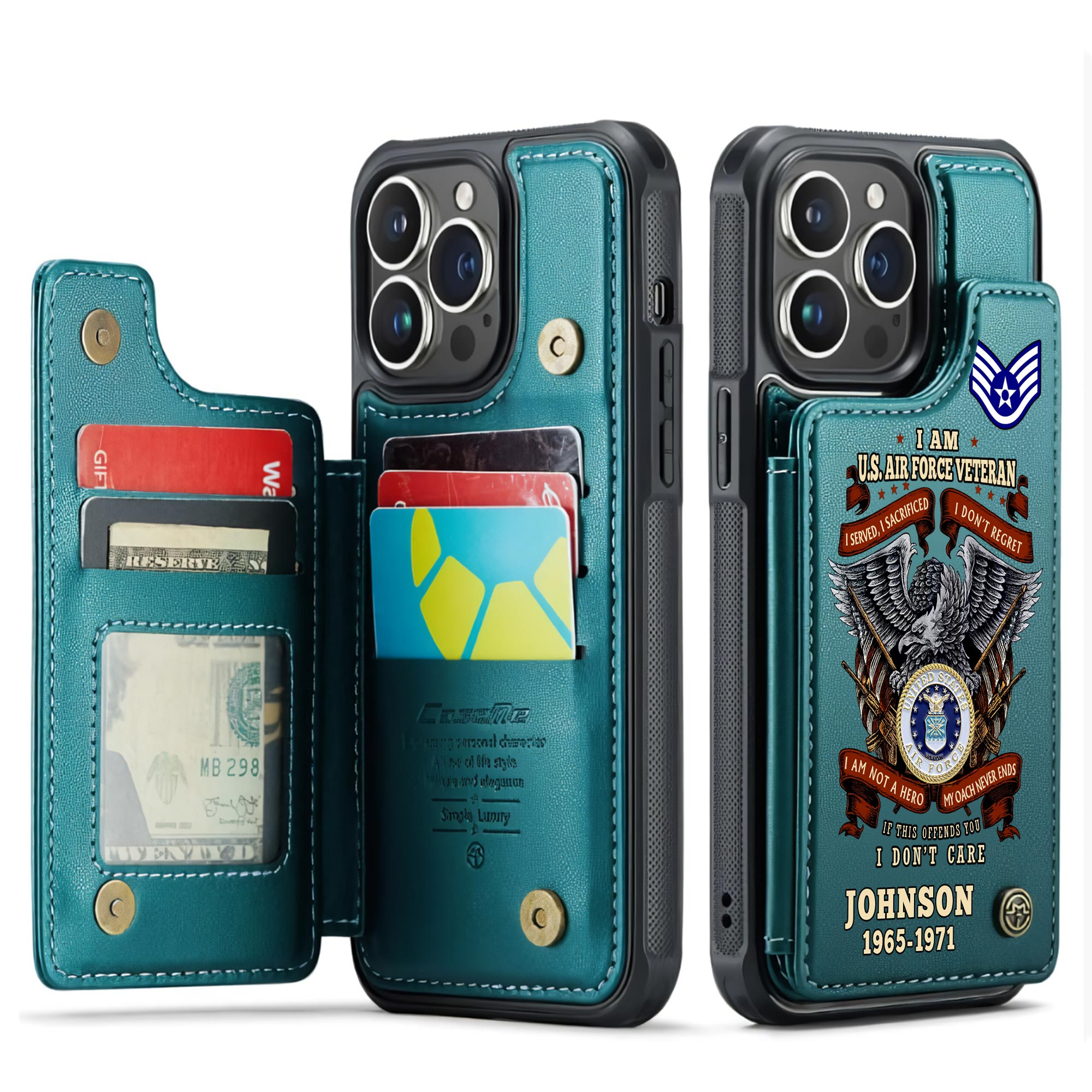 US Air Force , Aim High … Fly-Fight-Win - Leather Flip Phone Case - Image 5