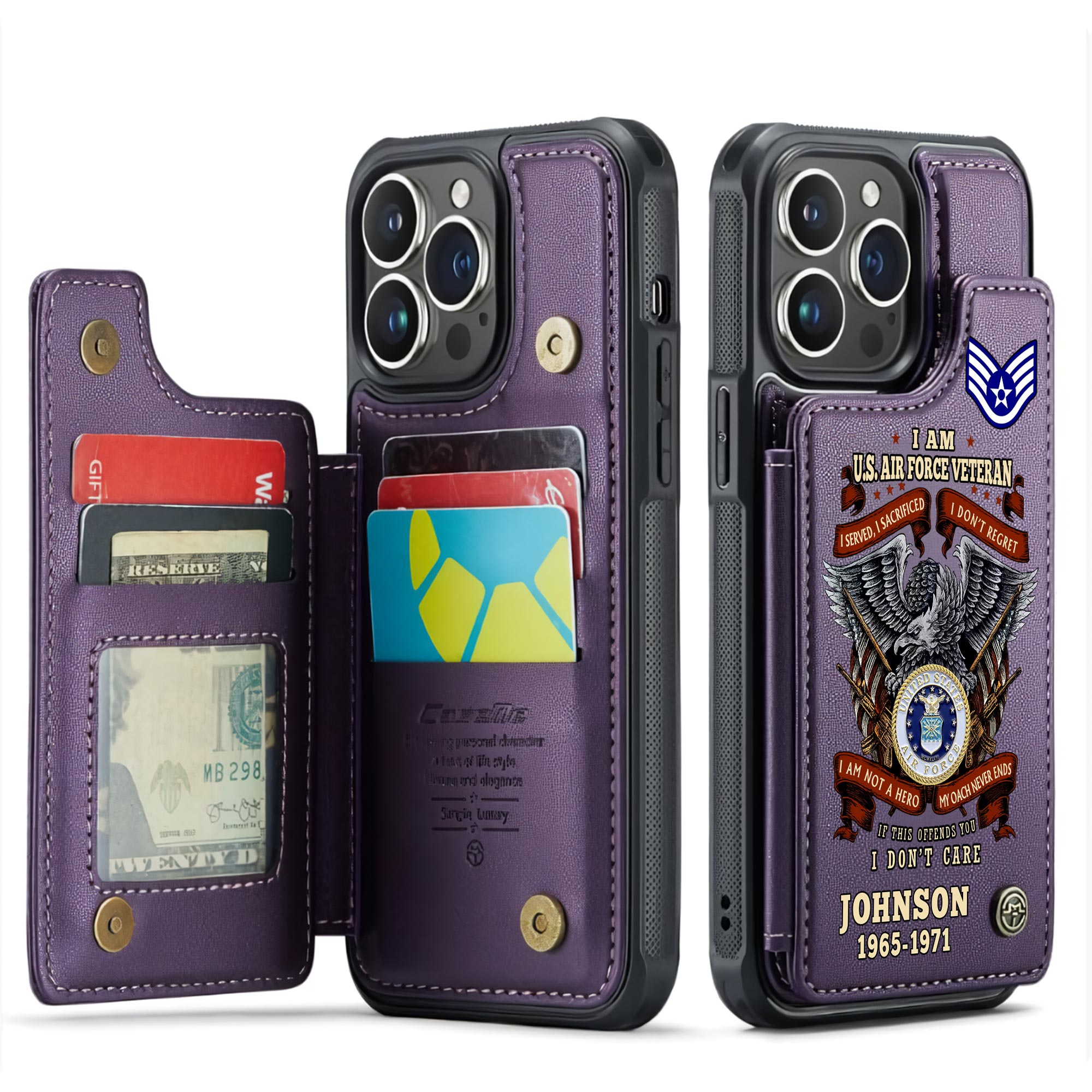 US Air Force , Aim High … Fly-Fight-Win - Leather Flip Phone Case - Image 6