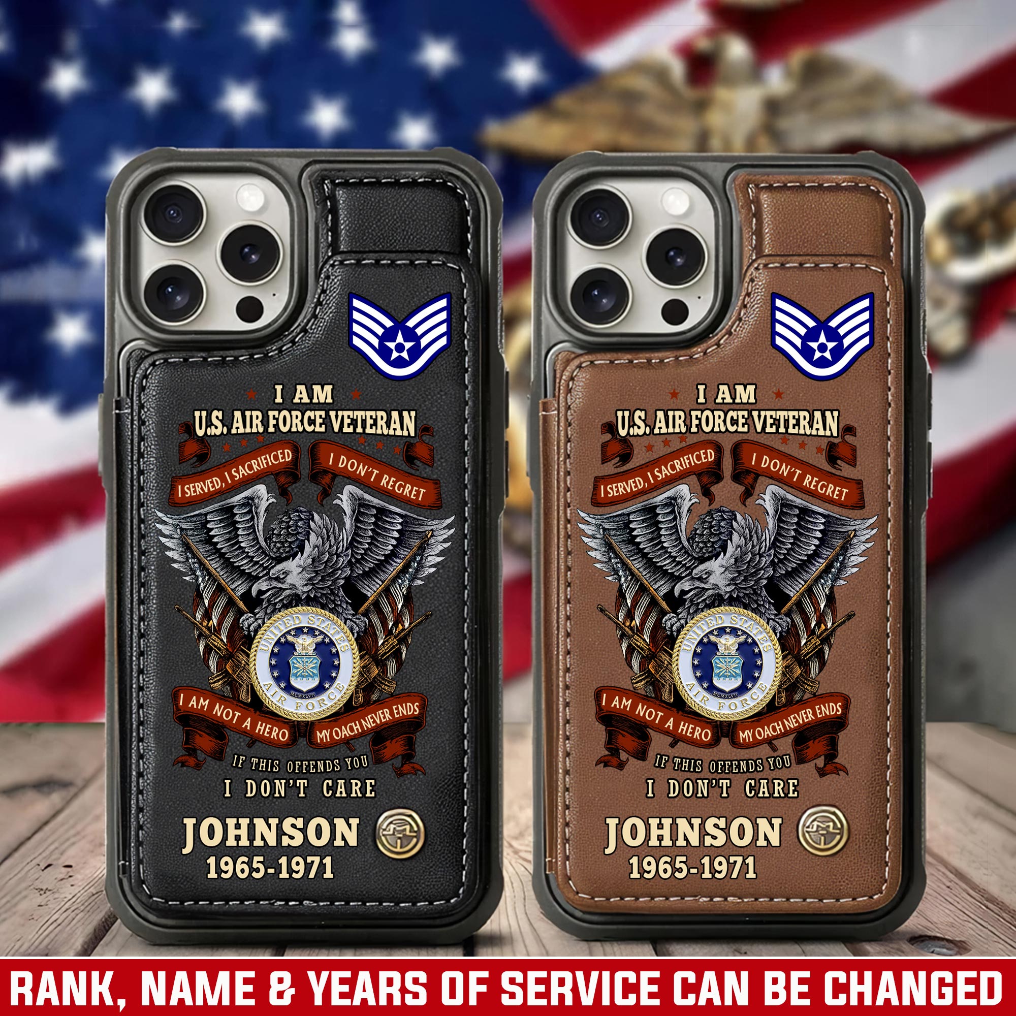 US Air Force , Aim High … Fly-Fight-Win - Leather Flip Phone Case