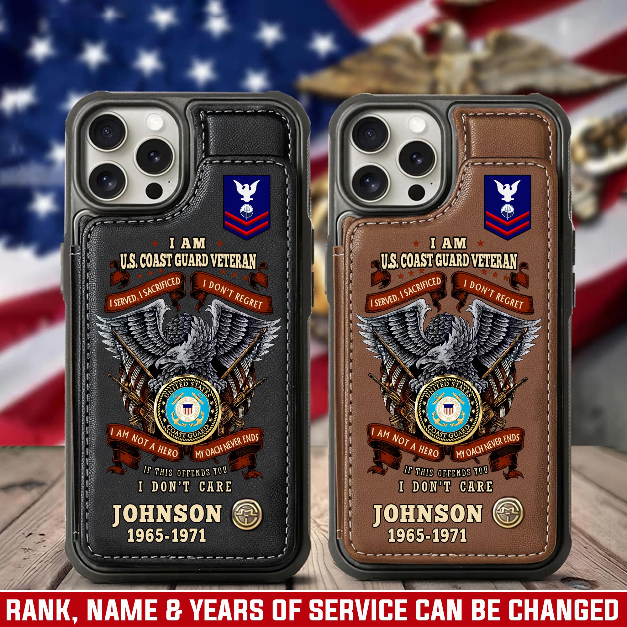 US Coast Guard, E 3 Blue - Leather Flip Phone Case