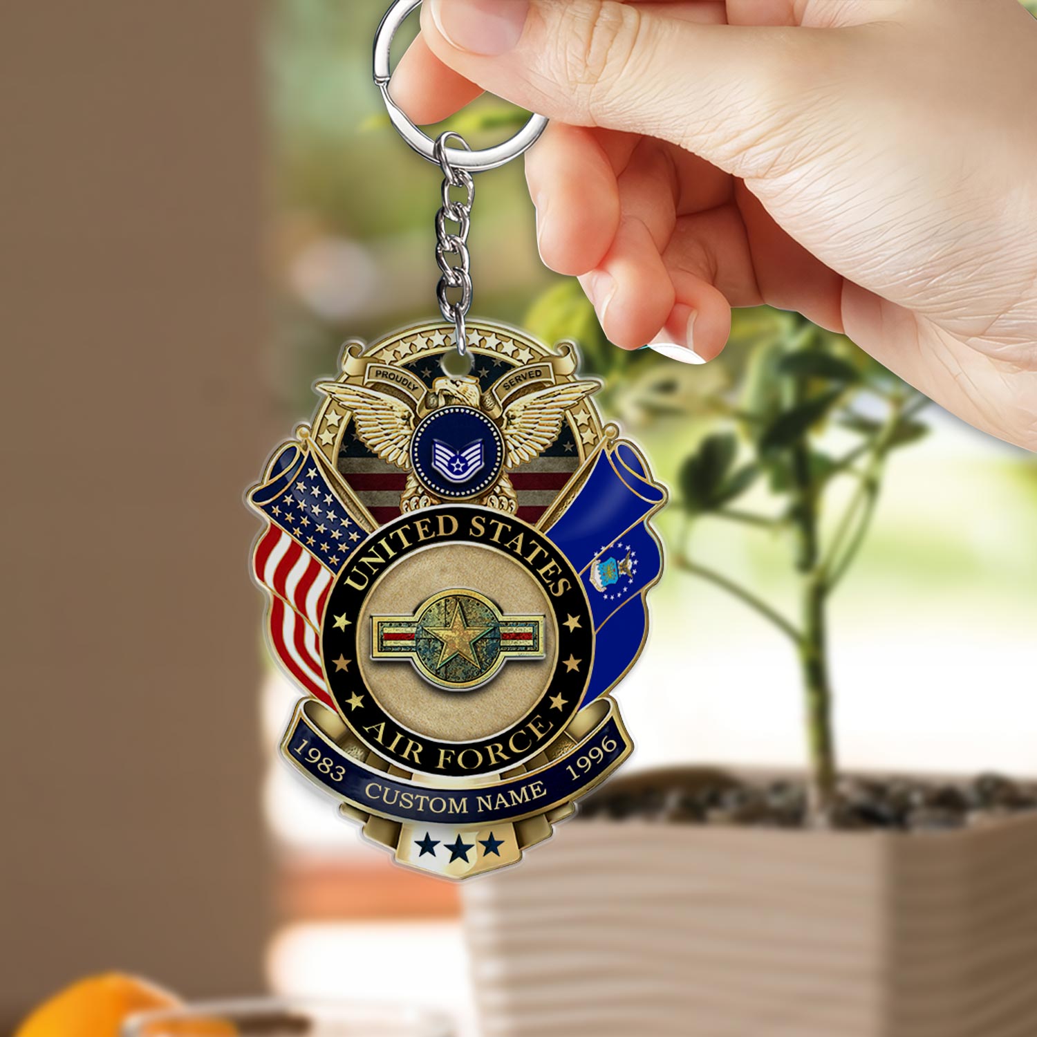US Air Force, American By Birth, Veteran By Choice - Acrylic Keychain - Image 2