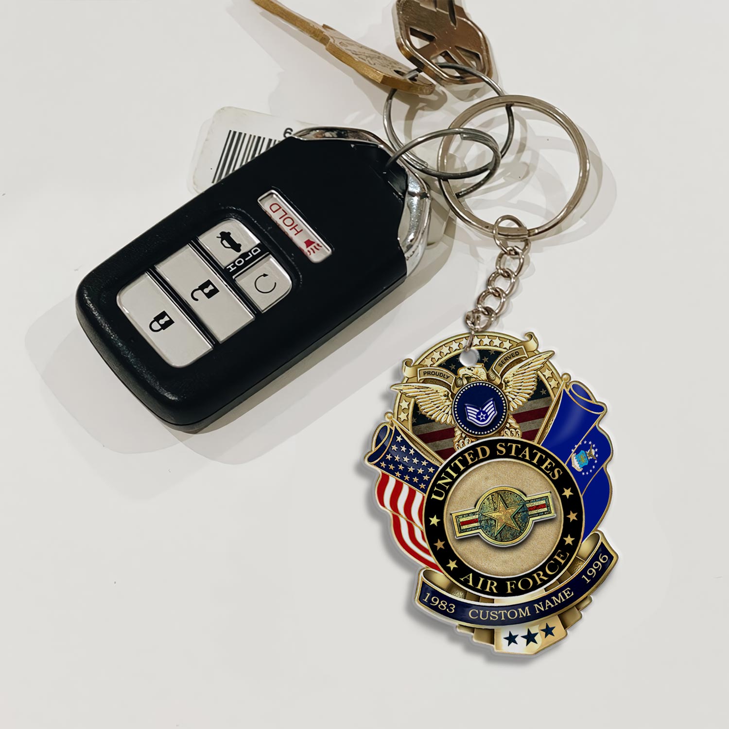 US Air Force, American By Birth, Veteran By Choice - Acrylic Keychain - Image 3