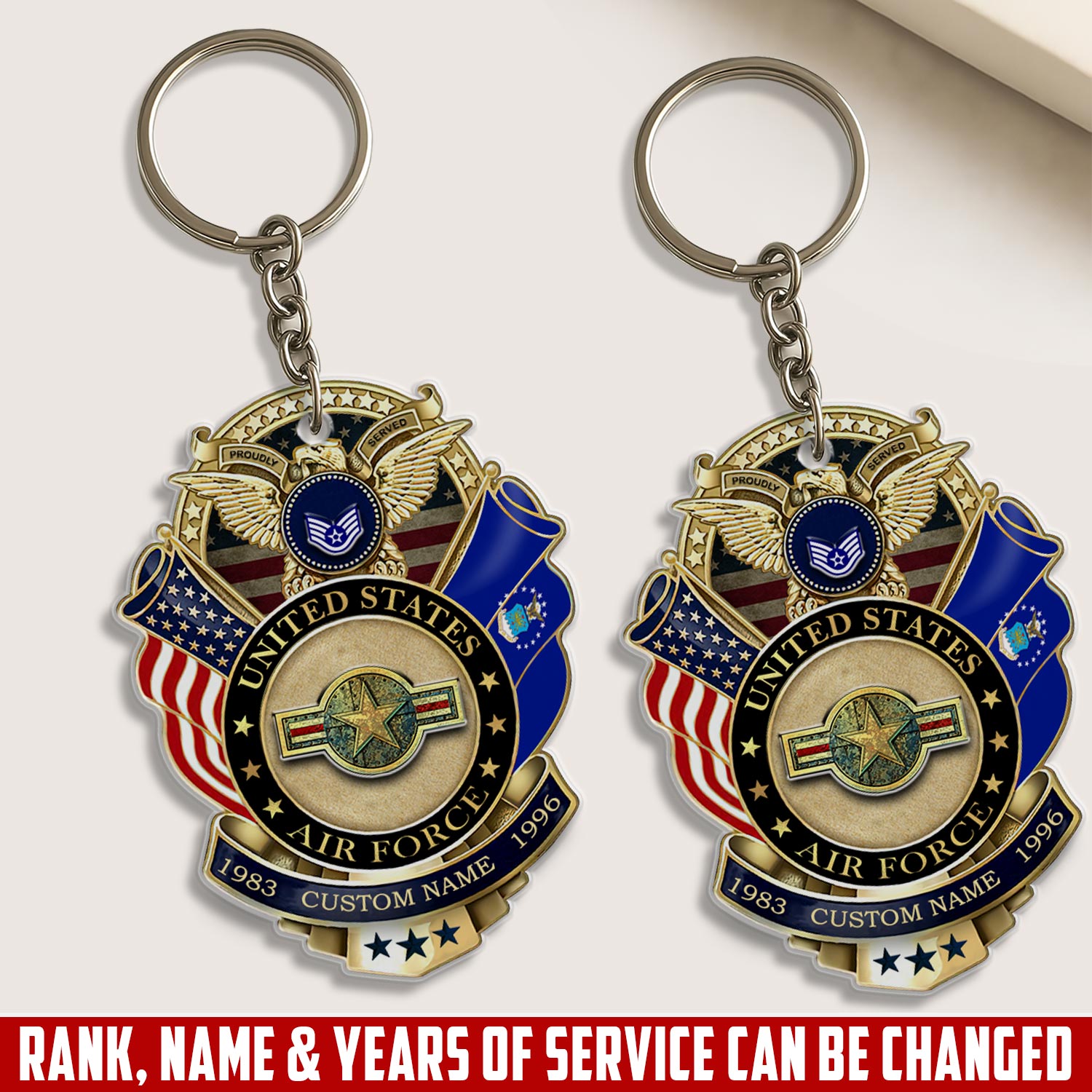 US Air Force, American By Birth, Veteran By Choice - Acrylic Keychain