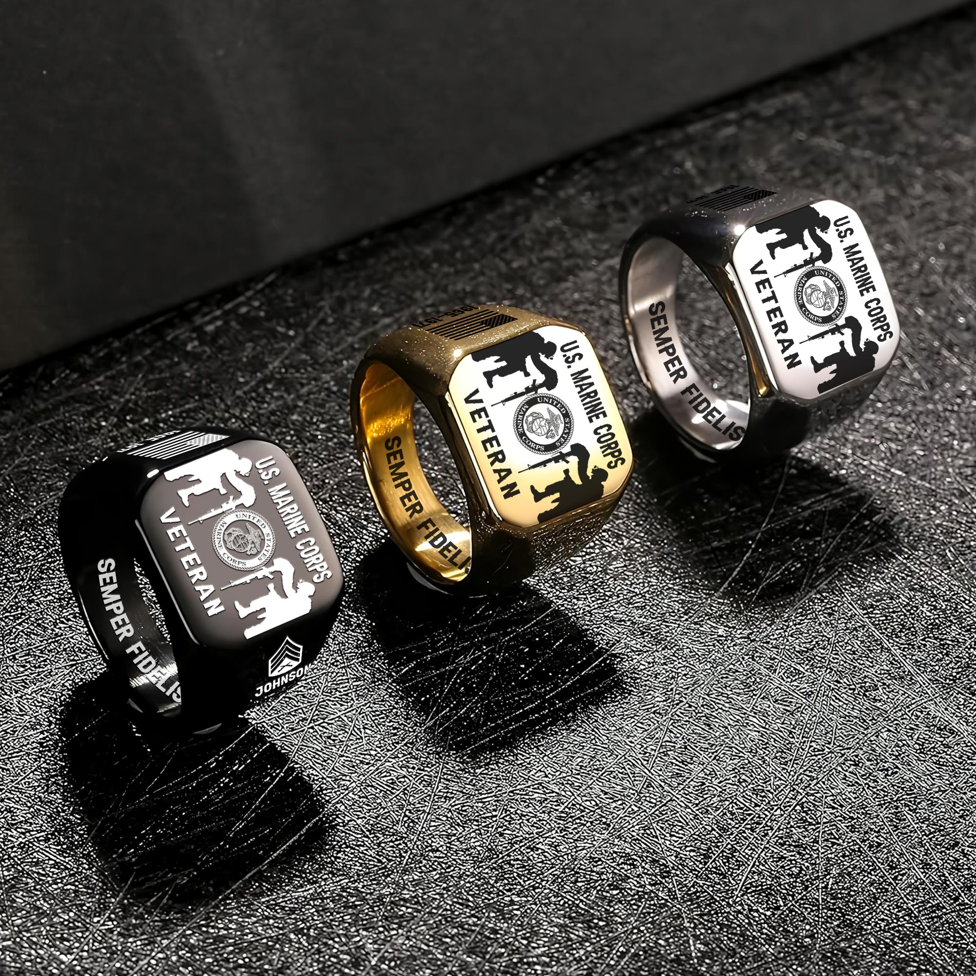 US Marine Corps, E 2 Marines Private First Class - Engraved Men's Ring - Image 7