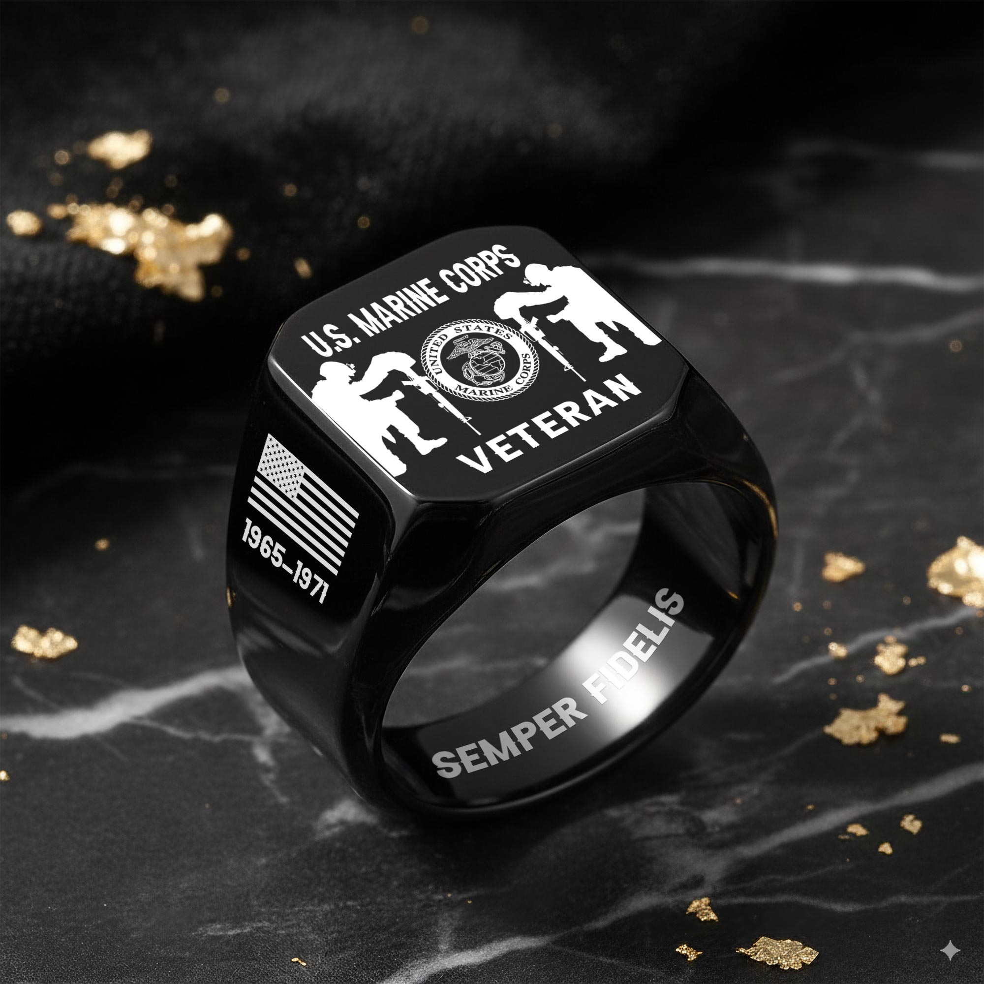 US Marine Corps, E 2 Marines Private First Class - Engraved Men's Ring - Image 8