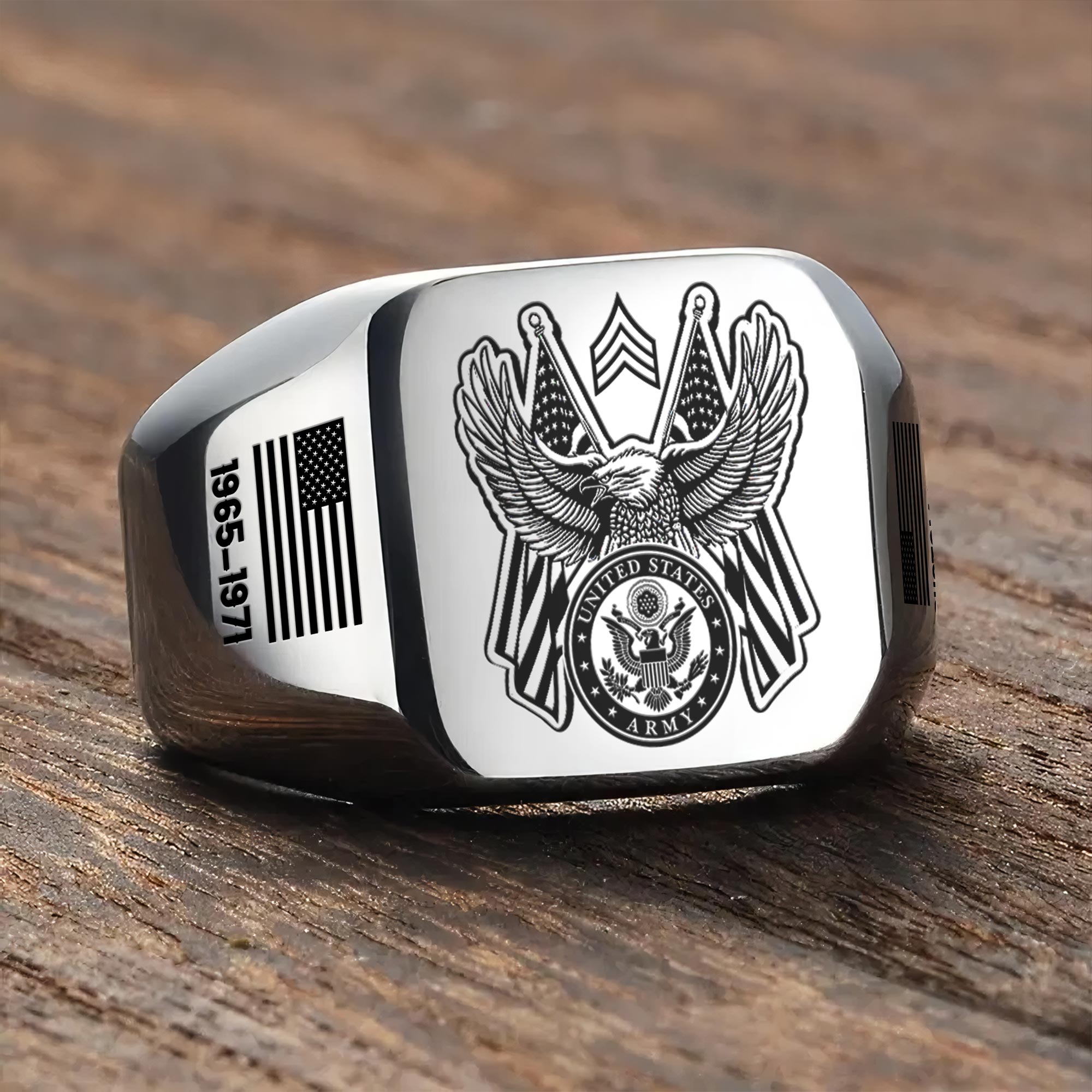 US Army, E 6 Army Specialist - Engraved Men's Ring - Image 3