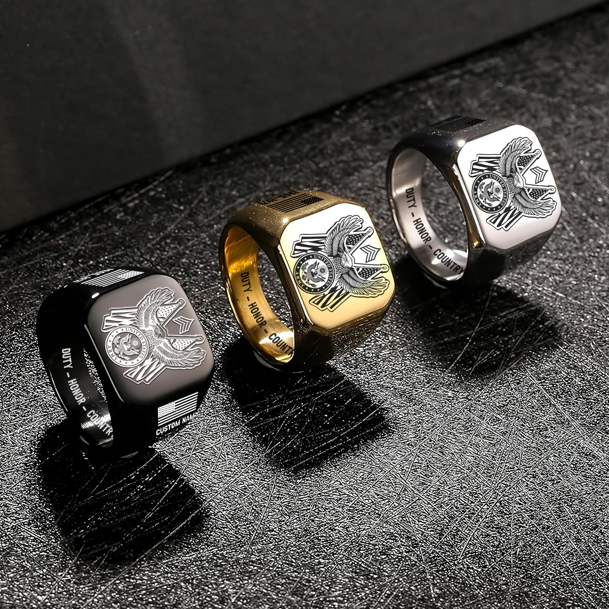 US Army, E 6 Army Specialist - Engraved Men's Ring - Image 7