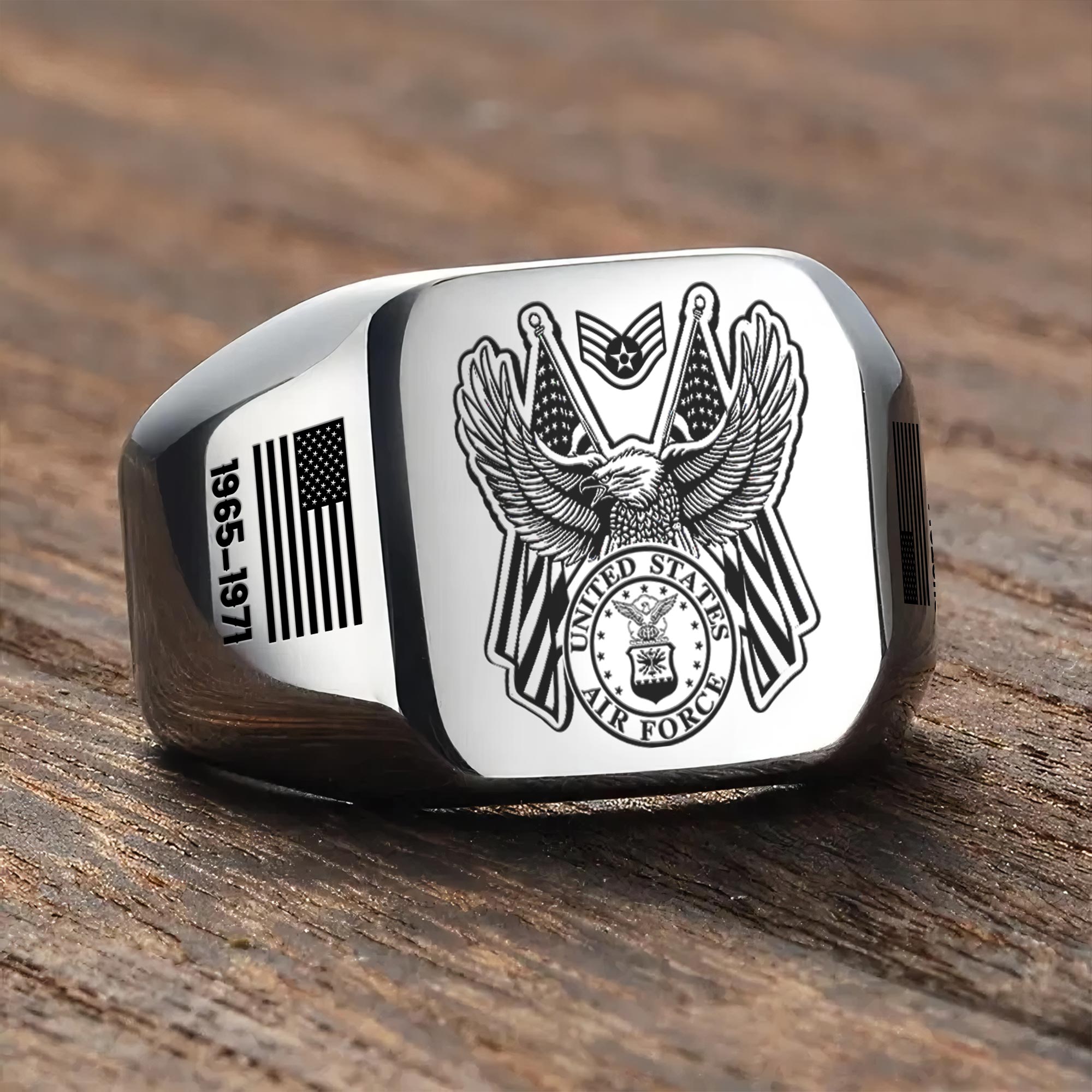 US Air Force , E 7 Air Force First Sergeant - Engraved Men's Ring - Image 3