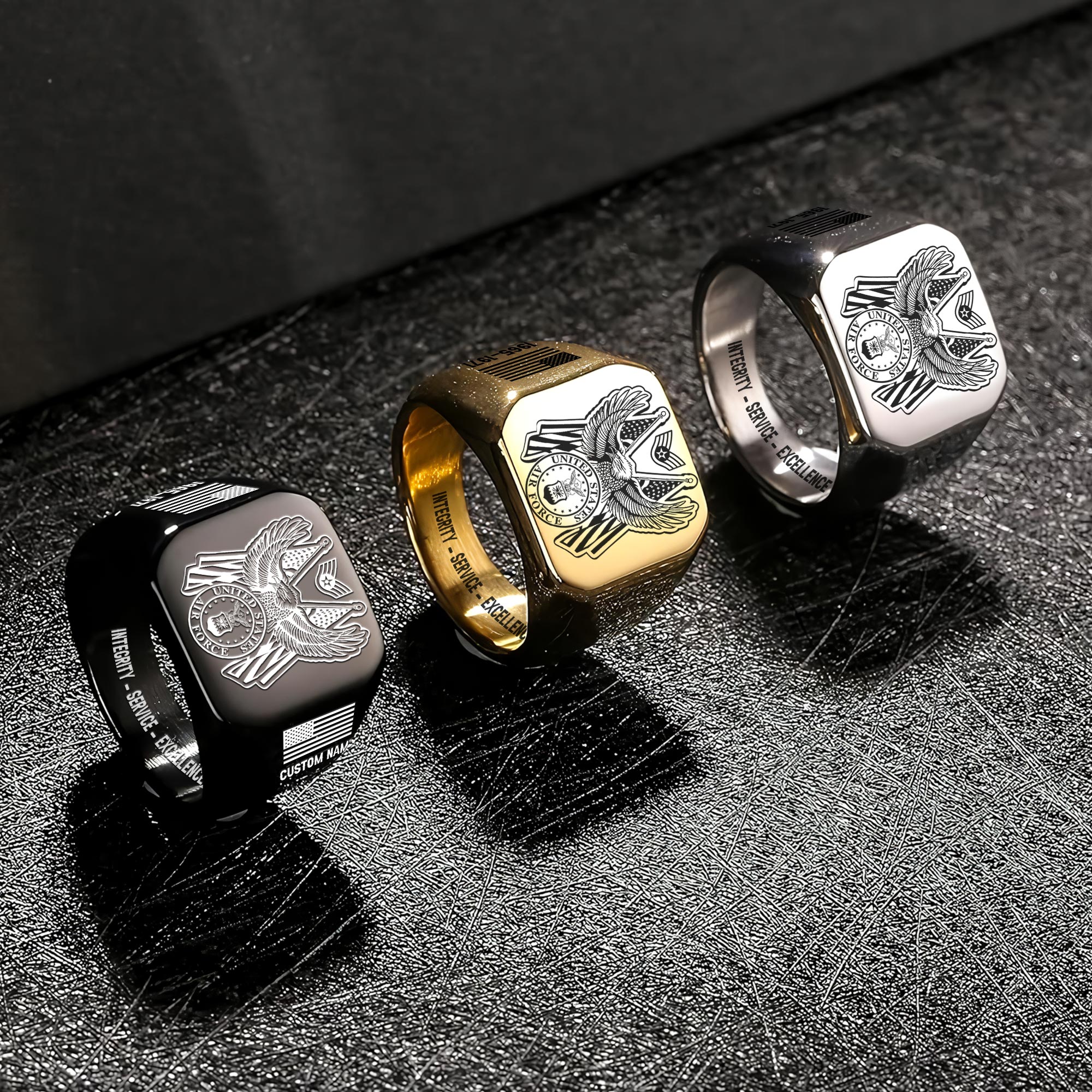 US Air Force , E 7 Air Force First Sergeant - Engraved Men's Ring - Image 7