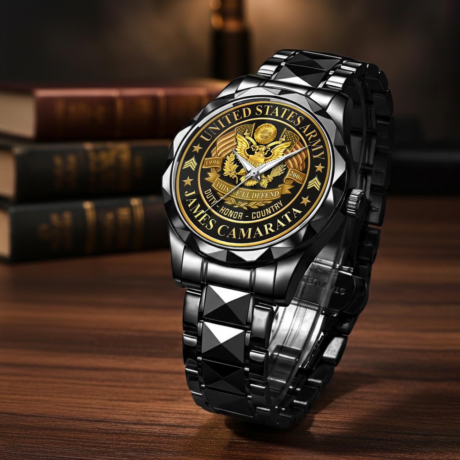 US Army, E 4 Army Corporal - Diamond-Cut Bezel Watch - Image 3