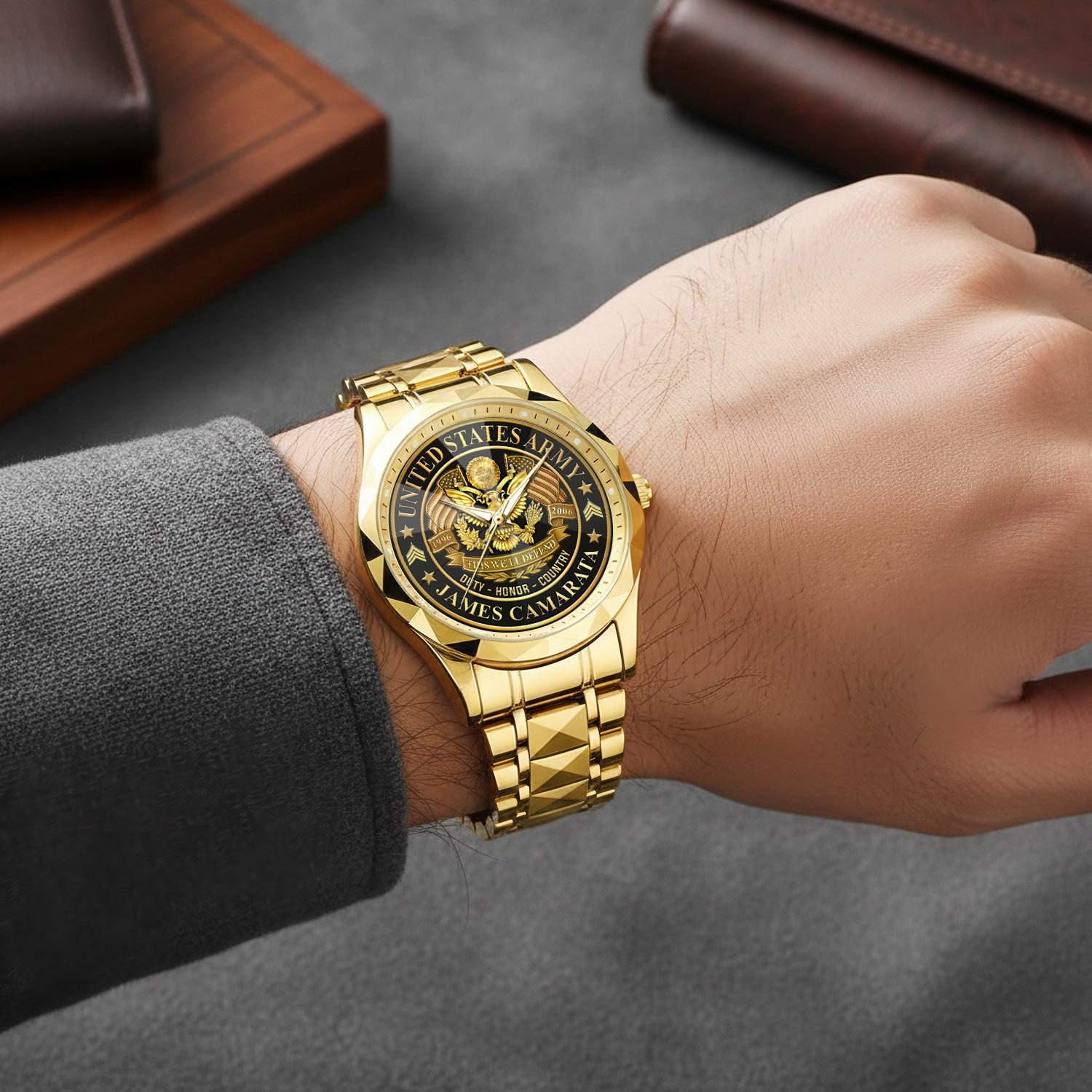 US Army, E 4 Army Corporal - Diamond-Cut Bezel Watch - Image 5