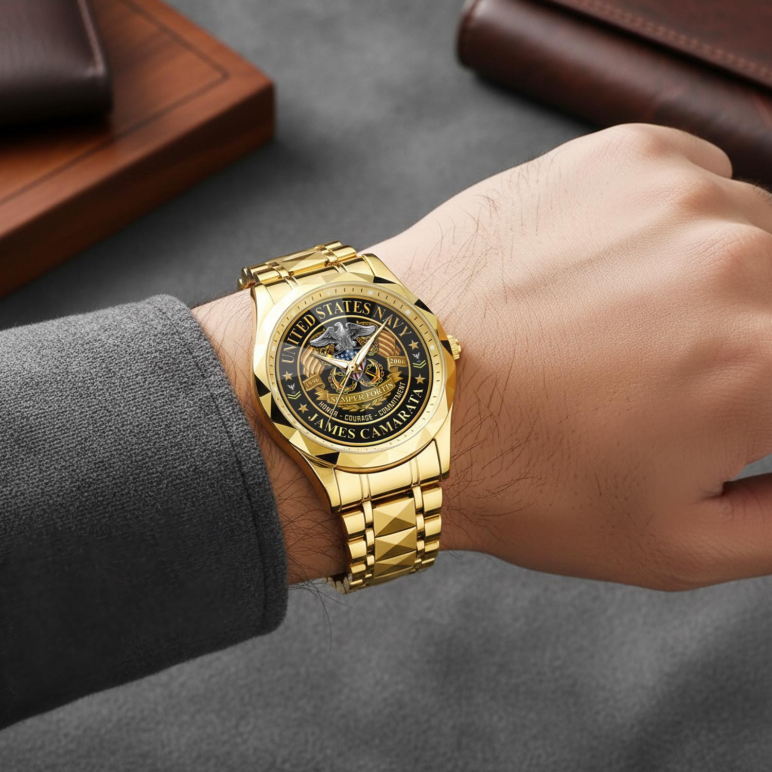 US Navy, Freedom Isn't Free - Diamond-Cut Bezel Watch - Image 5