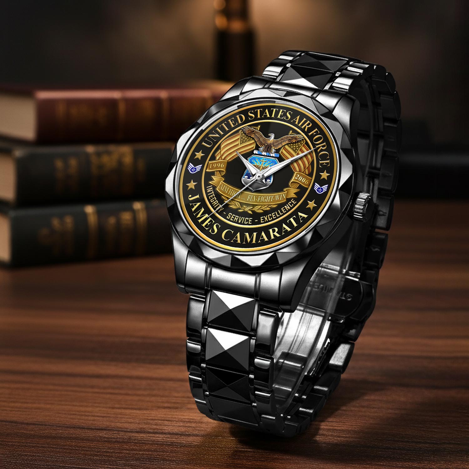US Air Force, O 4 Air Force Major - Diamond-Cut Bezel Watch - Image 3