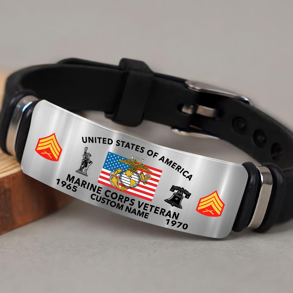 US Marine Corps, Land Of The Free, Because Of The Brave - Bracelet - Image 3