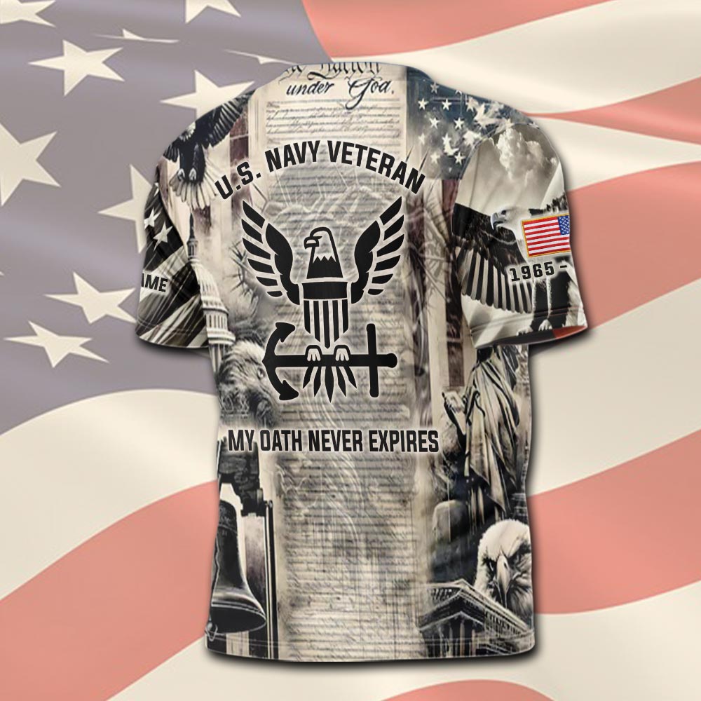 US Navy, American By Birth, Veteran By Choice - T-Shirt - Image 3