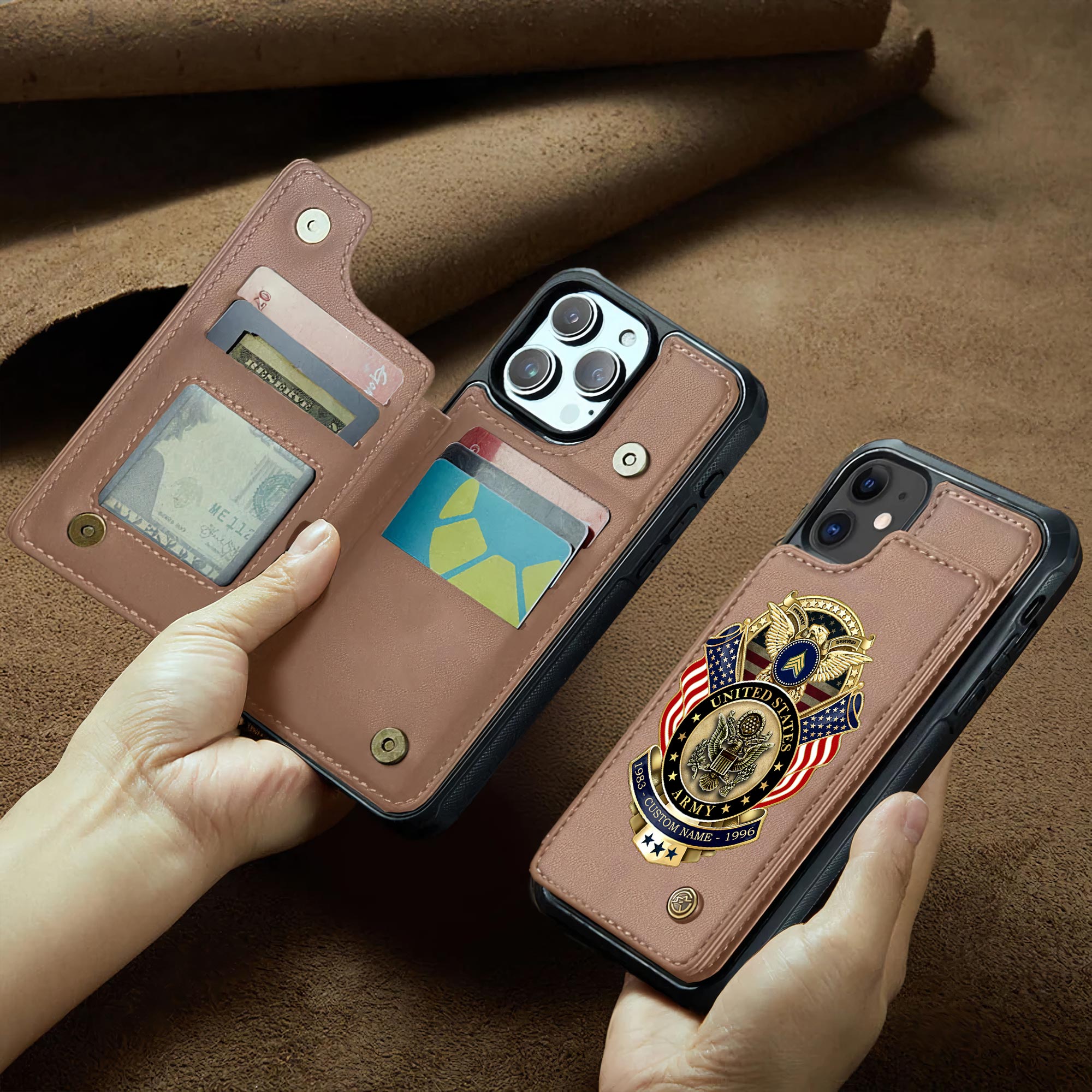 US Army, Served With Pride - Leather Flip Phone Case - Image 2