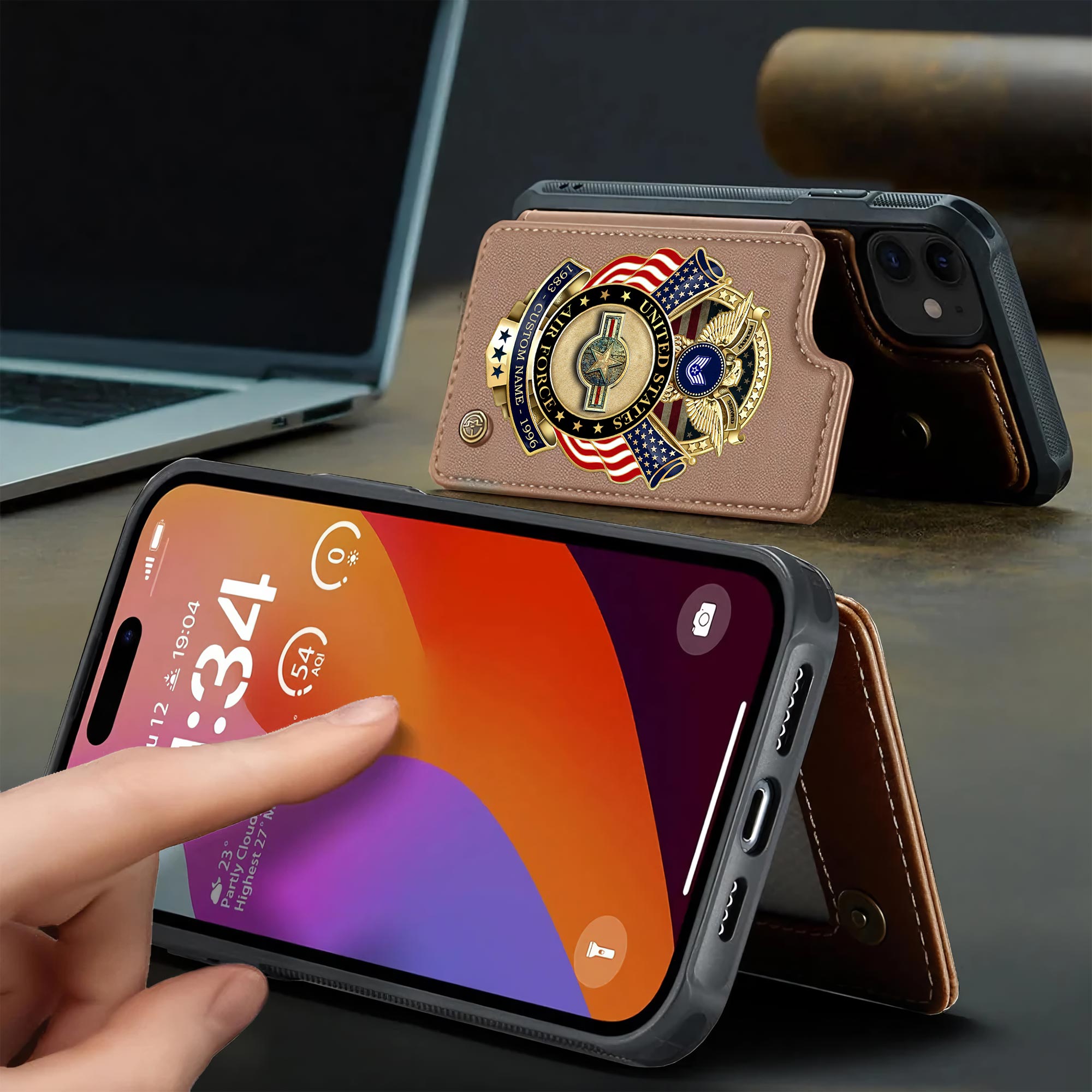 US Air Force , E 5 Air Force Staff Sergeant - Leather Flip Phone Case - Image 3