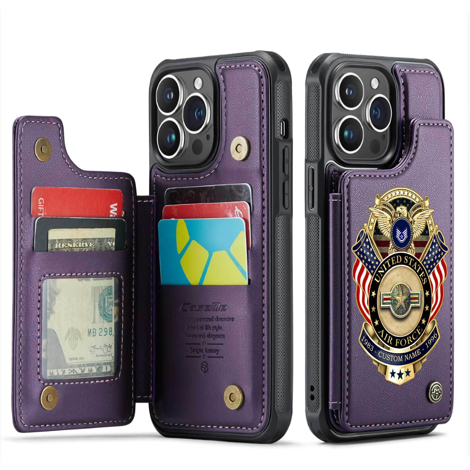 US Air Force , E 5 Air Force Staff Sergeant - Leather Flip Phone Case - Image 6