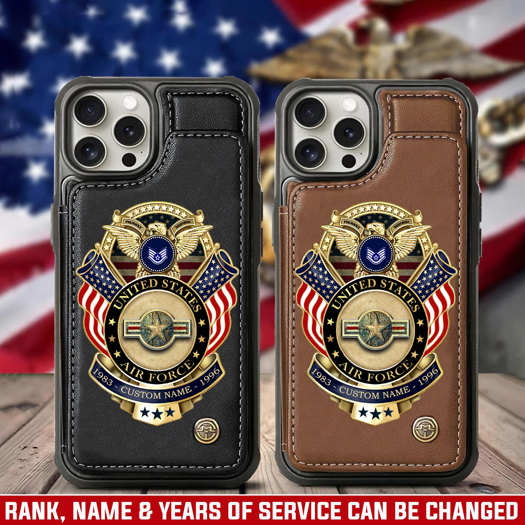 US Air Force , E 5 Air Force Staff Sergeant - Leather Flip Phone Case