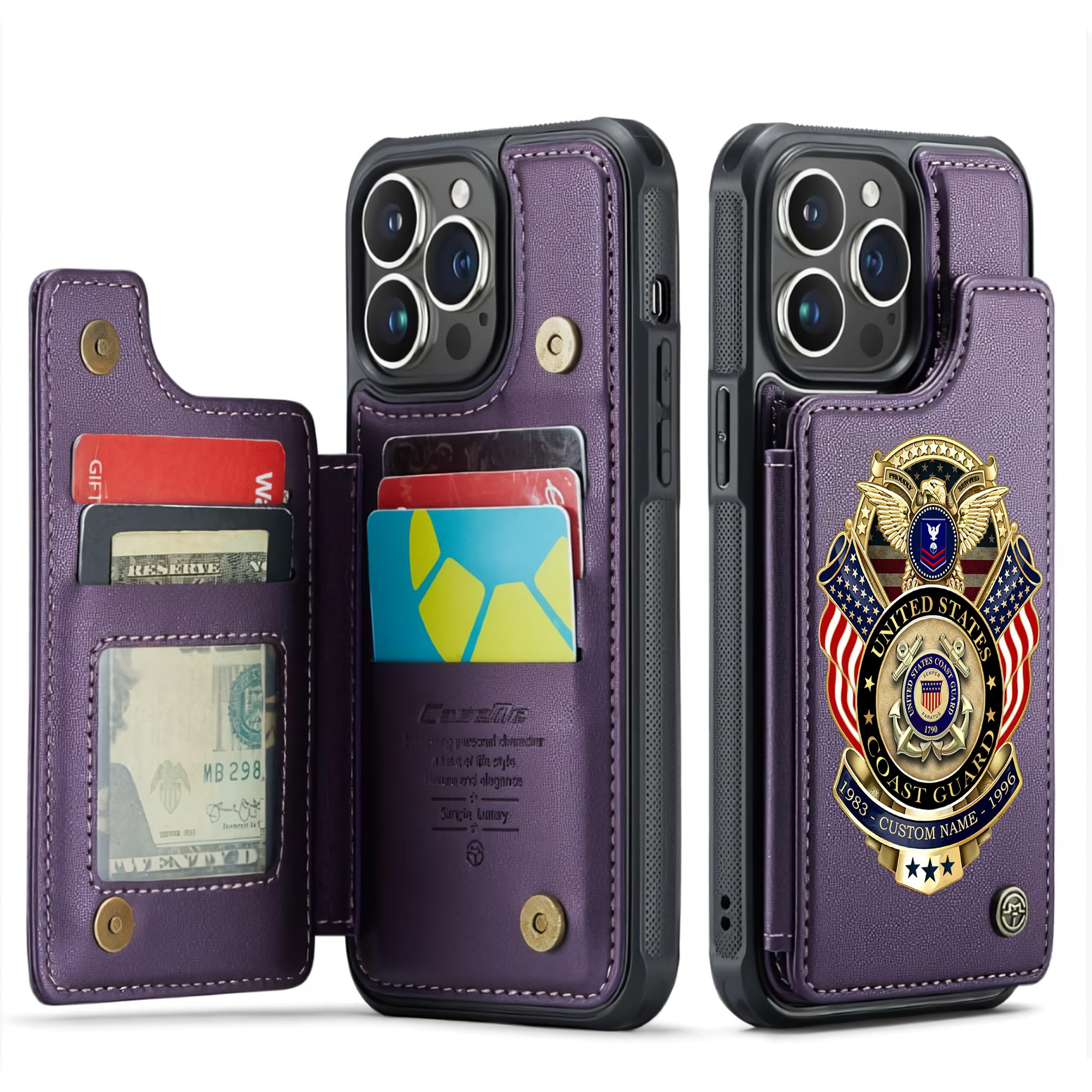 US Coast Guard, I Walked The Walk - Leather Flip Phone Case - Image 6