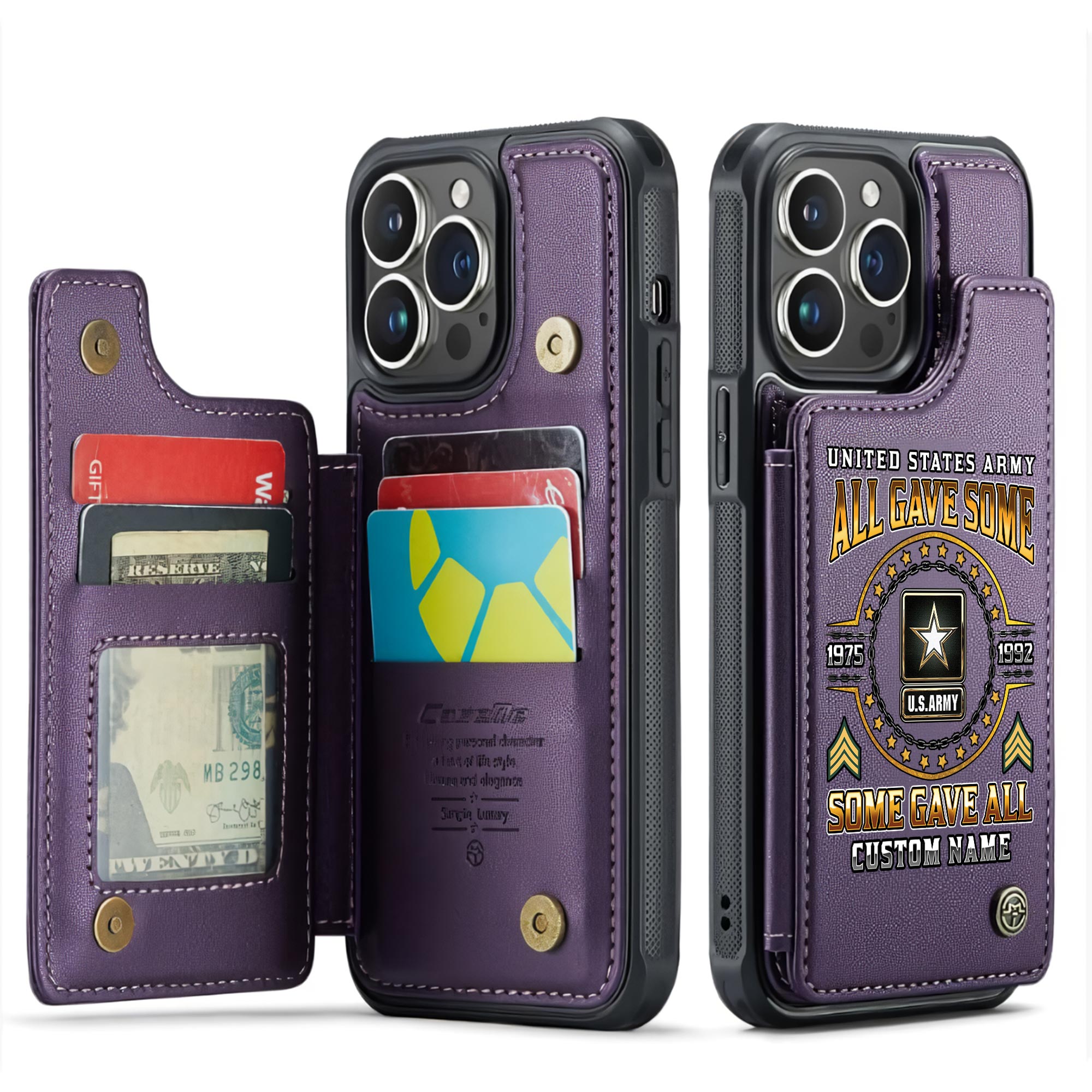 US Army, E 9 Army Sergeant Major - Leather Flip Phone Case - Image 6