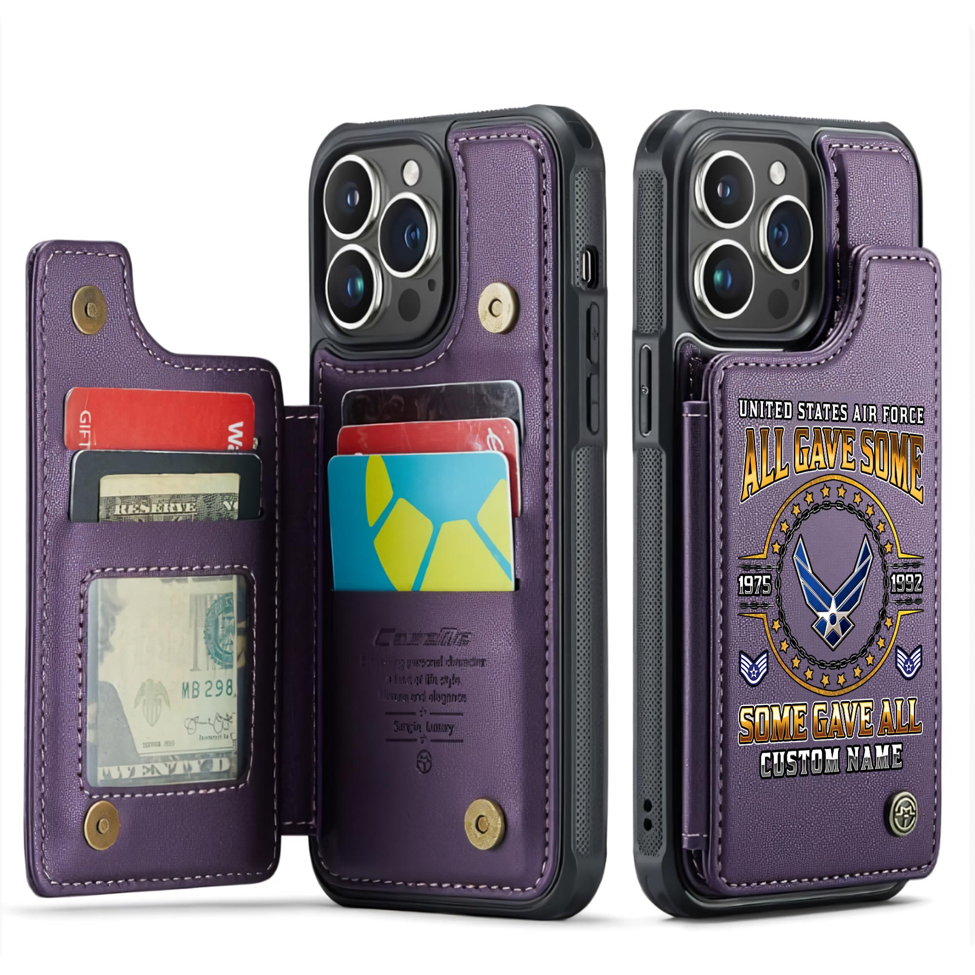 US Air Force , Freedom Over Fear - Leather Flip Phone Case - Image 6