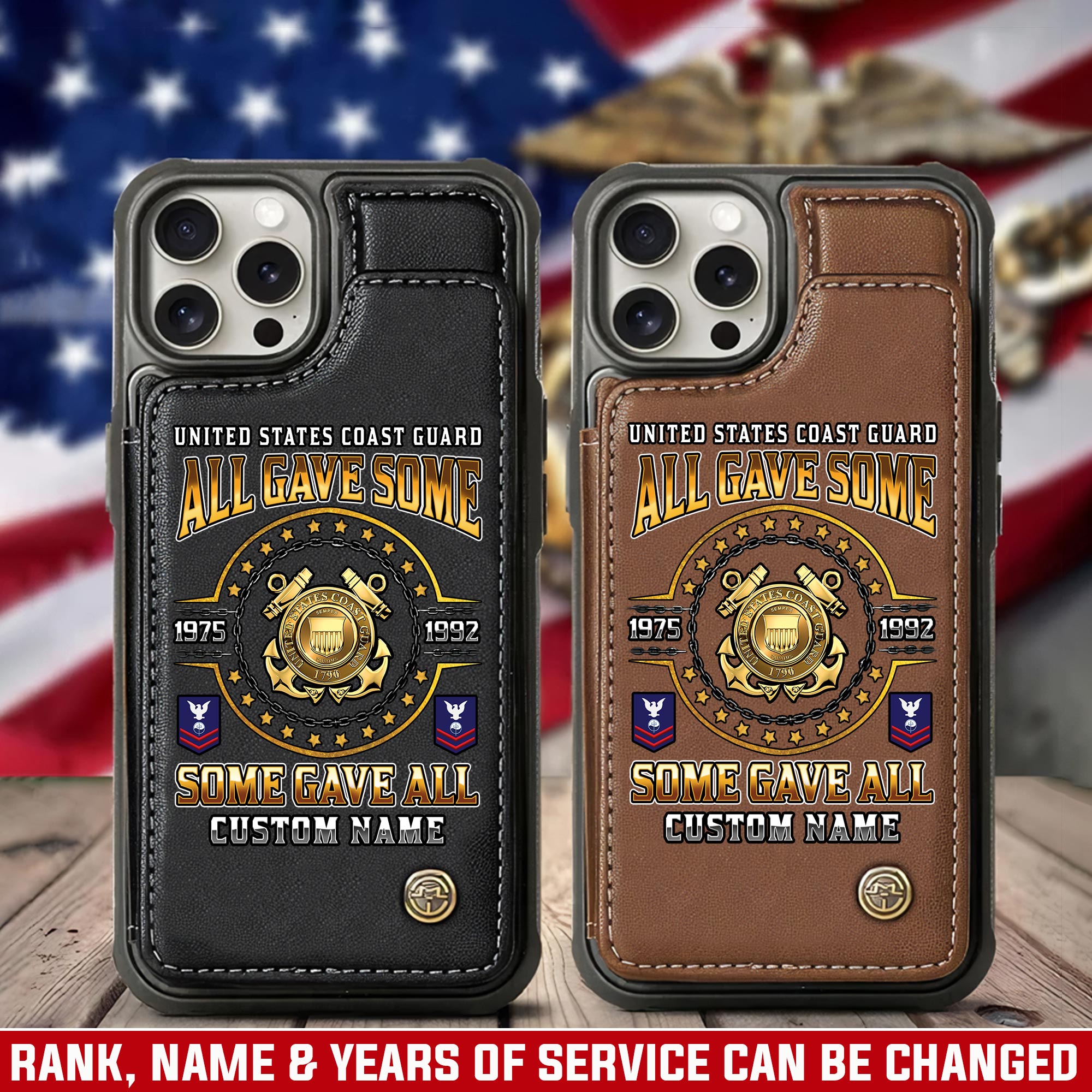 US Coast Guard, Thank a Veteran - Leather Flip Phone Case