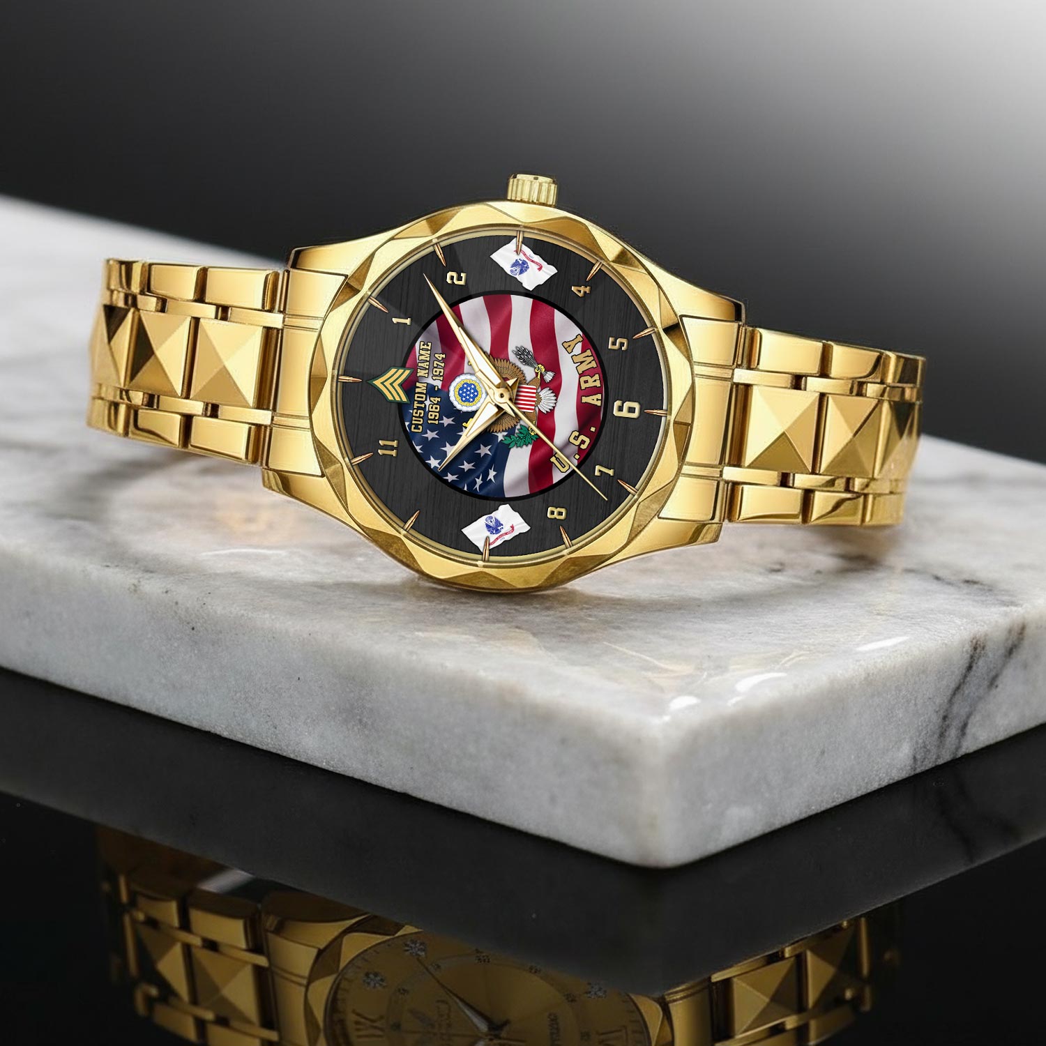 US Army, Land Of The Free, Because Of The Brave - Diamond-Cut Bezel Watch - Image 2