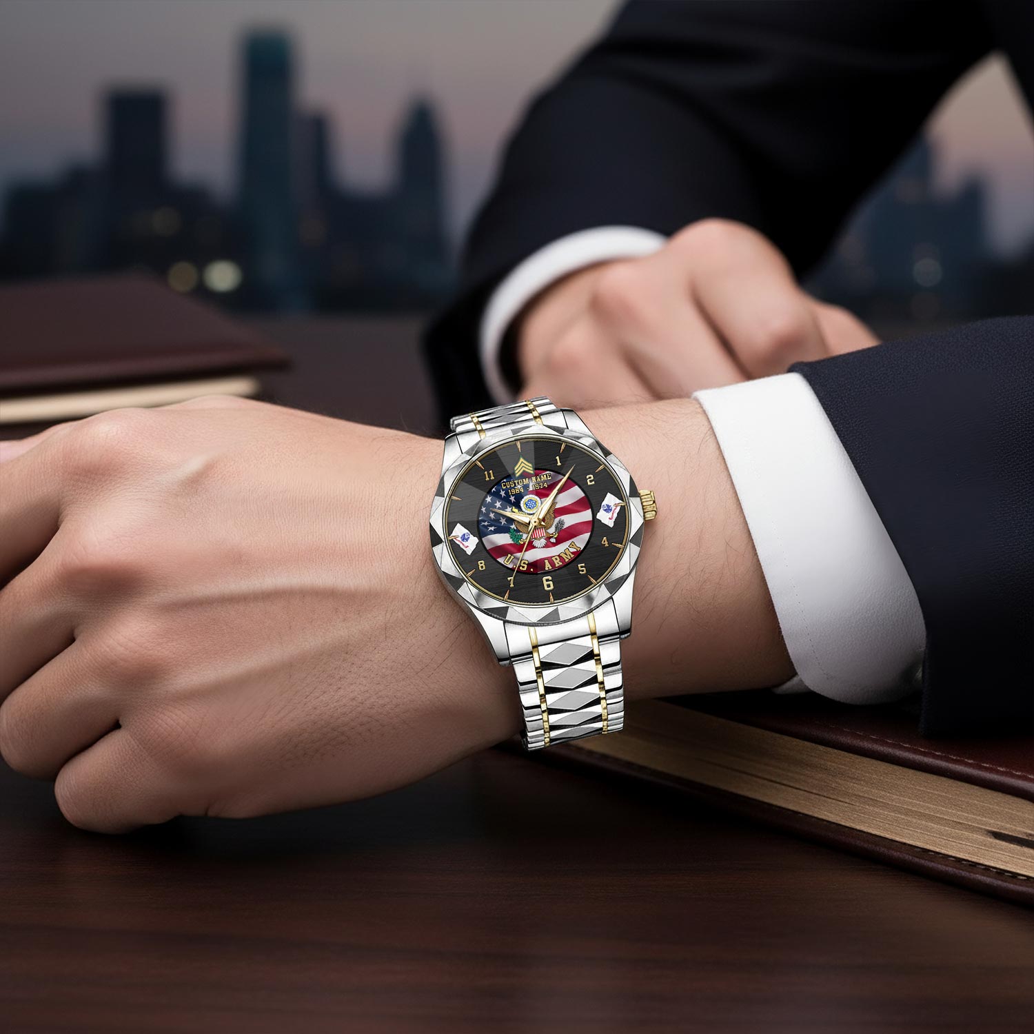 US Army, Land Of The Free, Because Of The Brave - Diamond-Cut Bezel Watch - Image 6