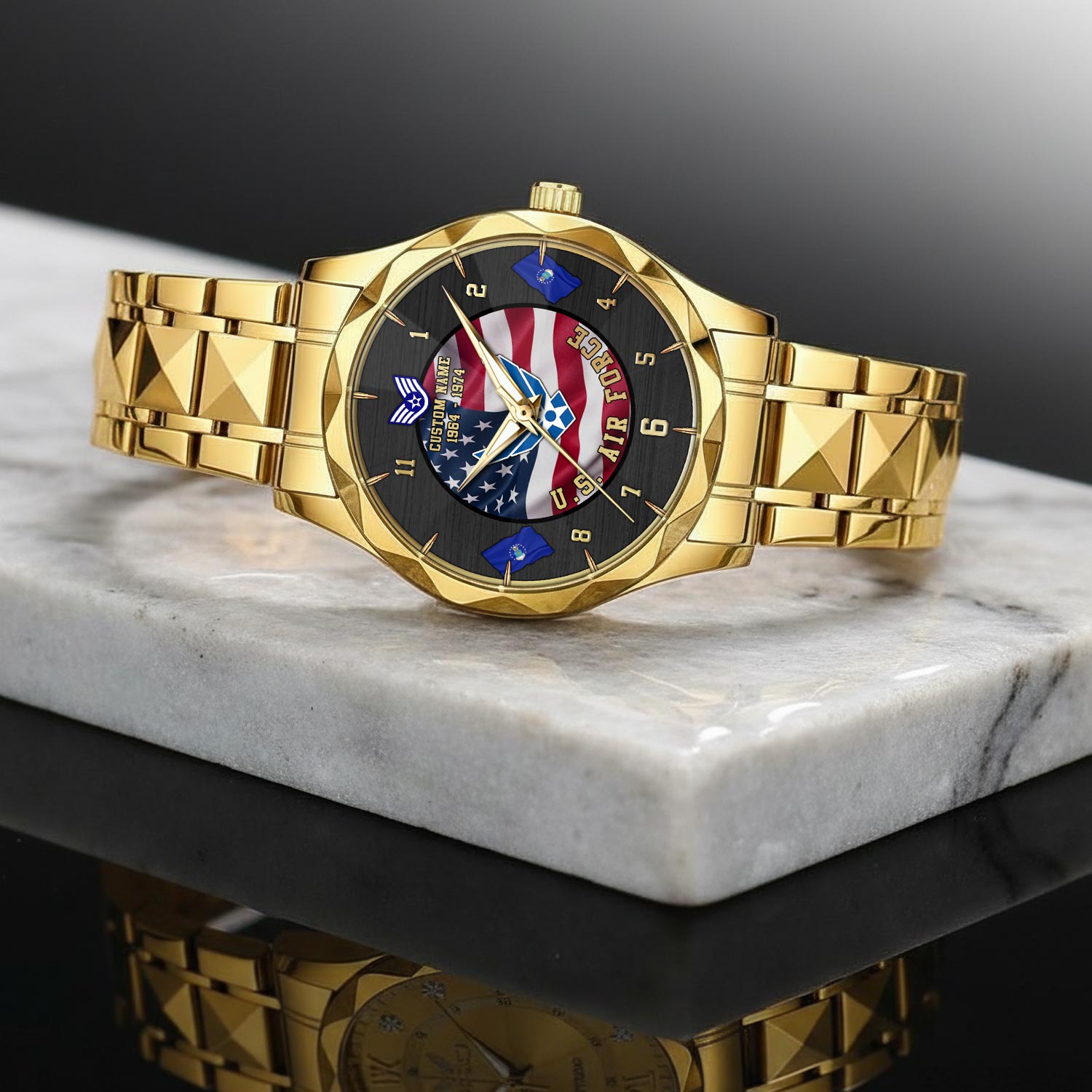US Air Force, Proud Veteran - Diamond-Cut Bezel Watch - Image 2