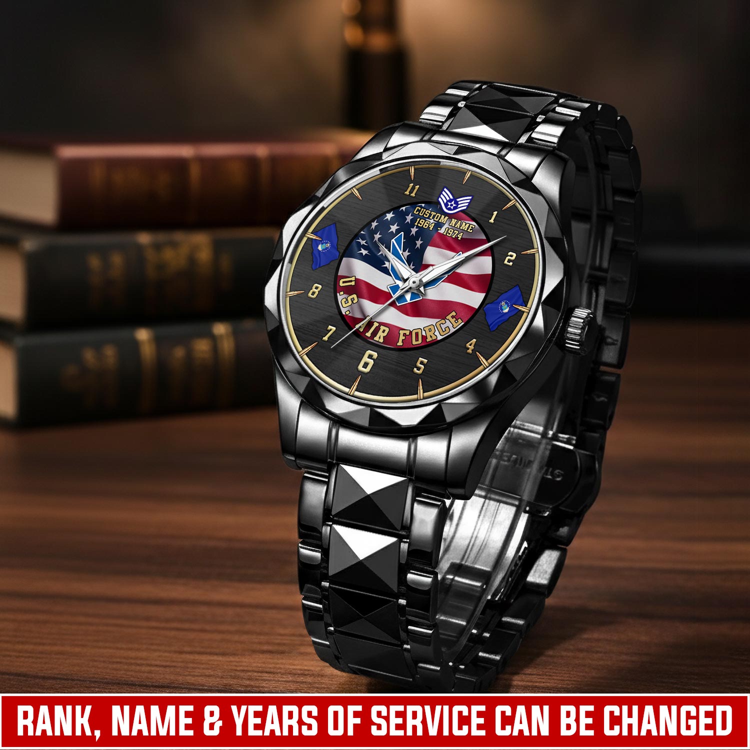 US Air Force, Proud Veteran - Diamond-Cut Bezel Watch