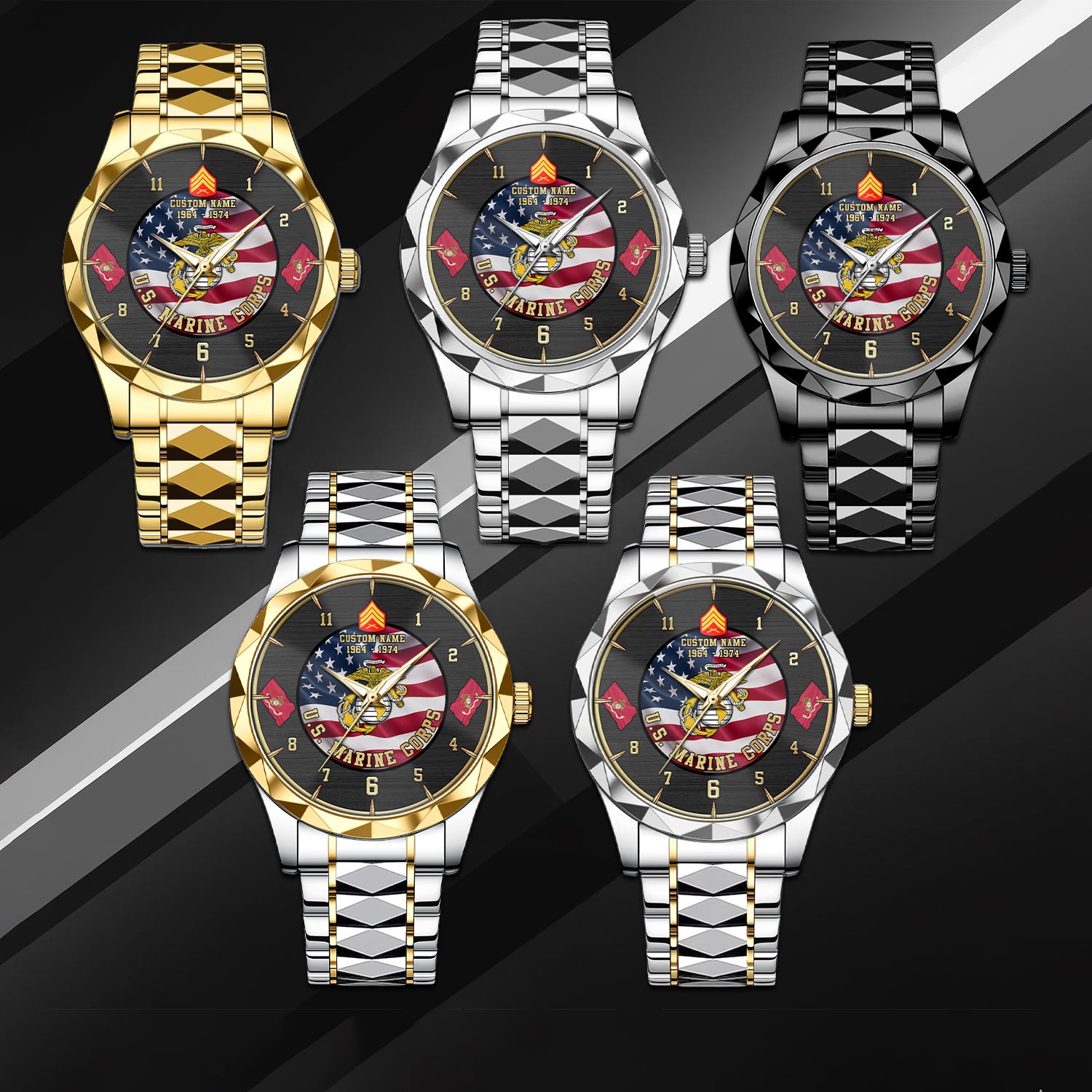 US Marine Corps, Life And Pride - Diamond-Cut Bezel Watch - Image 3