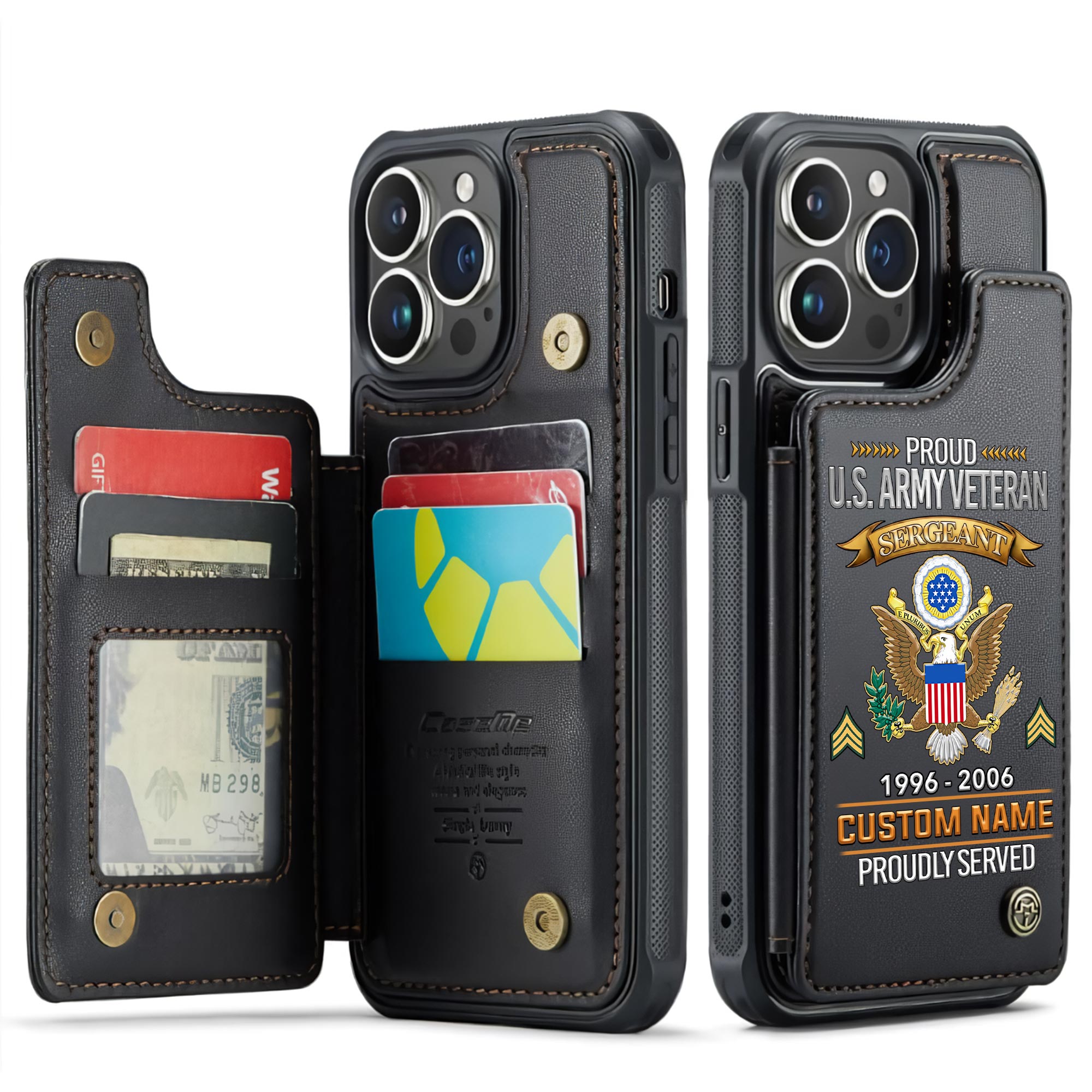 US Army, All Gave Some, Some Gave All - Leather Flip Phone Case - Image 4