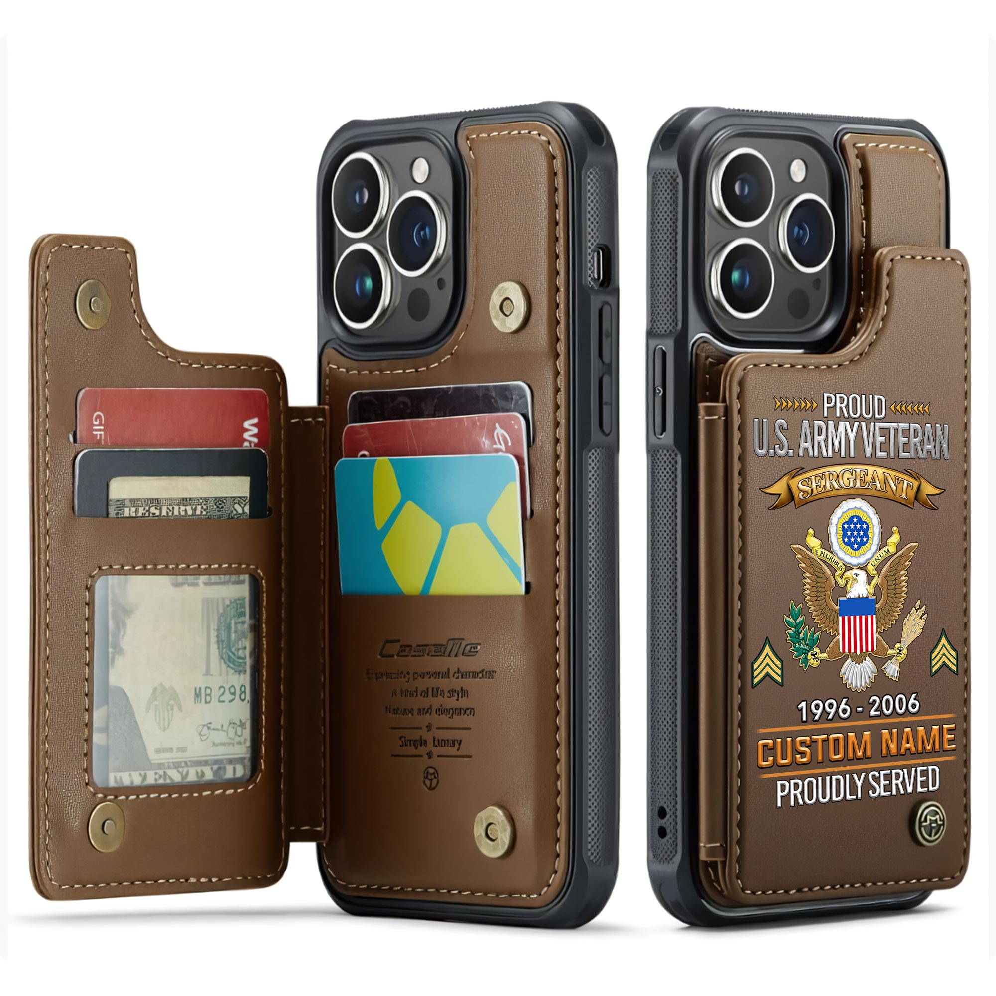 US Army, All Gave Some, Some Gave All - Leather Flip Phone Case - Image 3