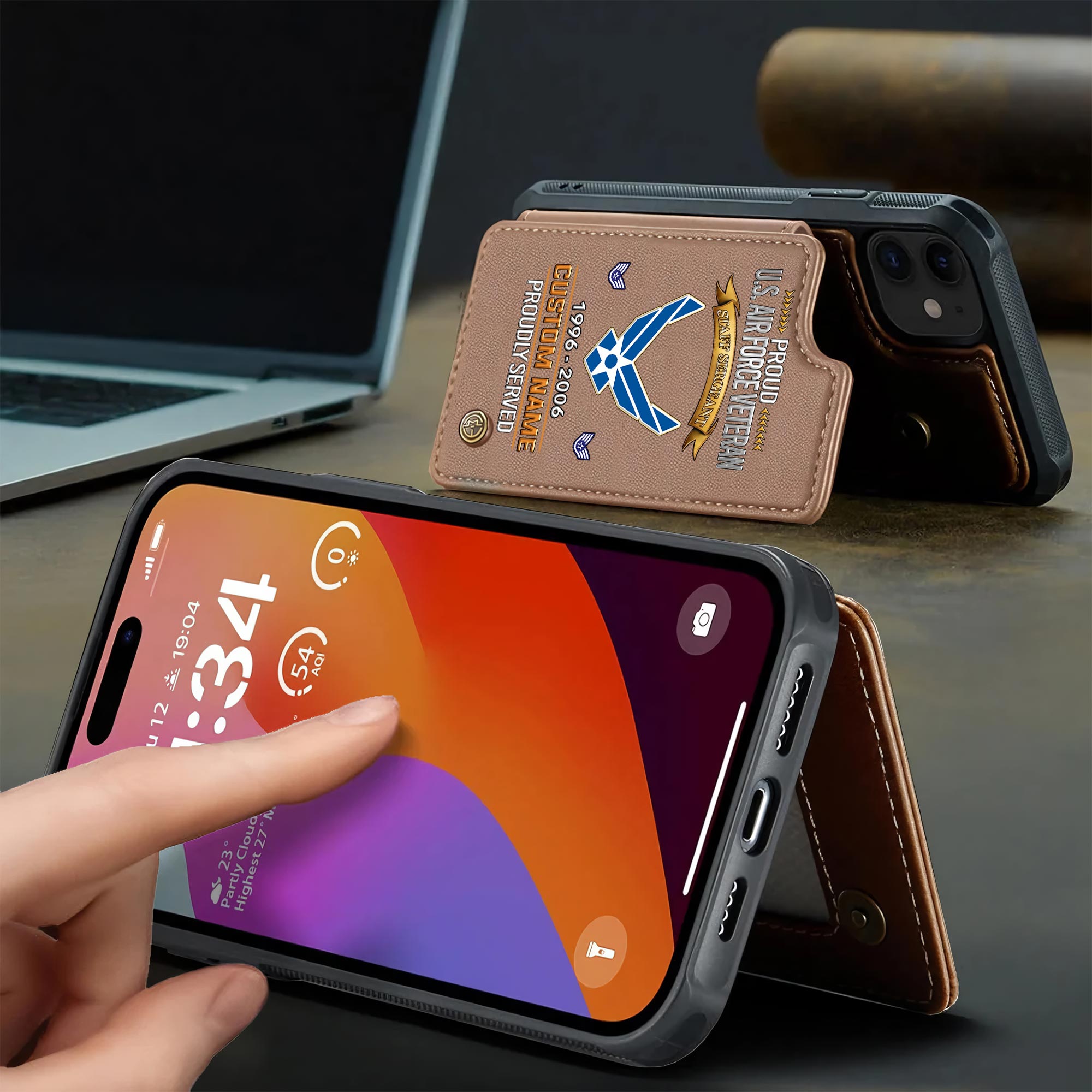 US Air Force , E 7 Air Force Master Sergeant - Leather Flip Phone Case - Image 3