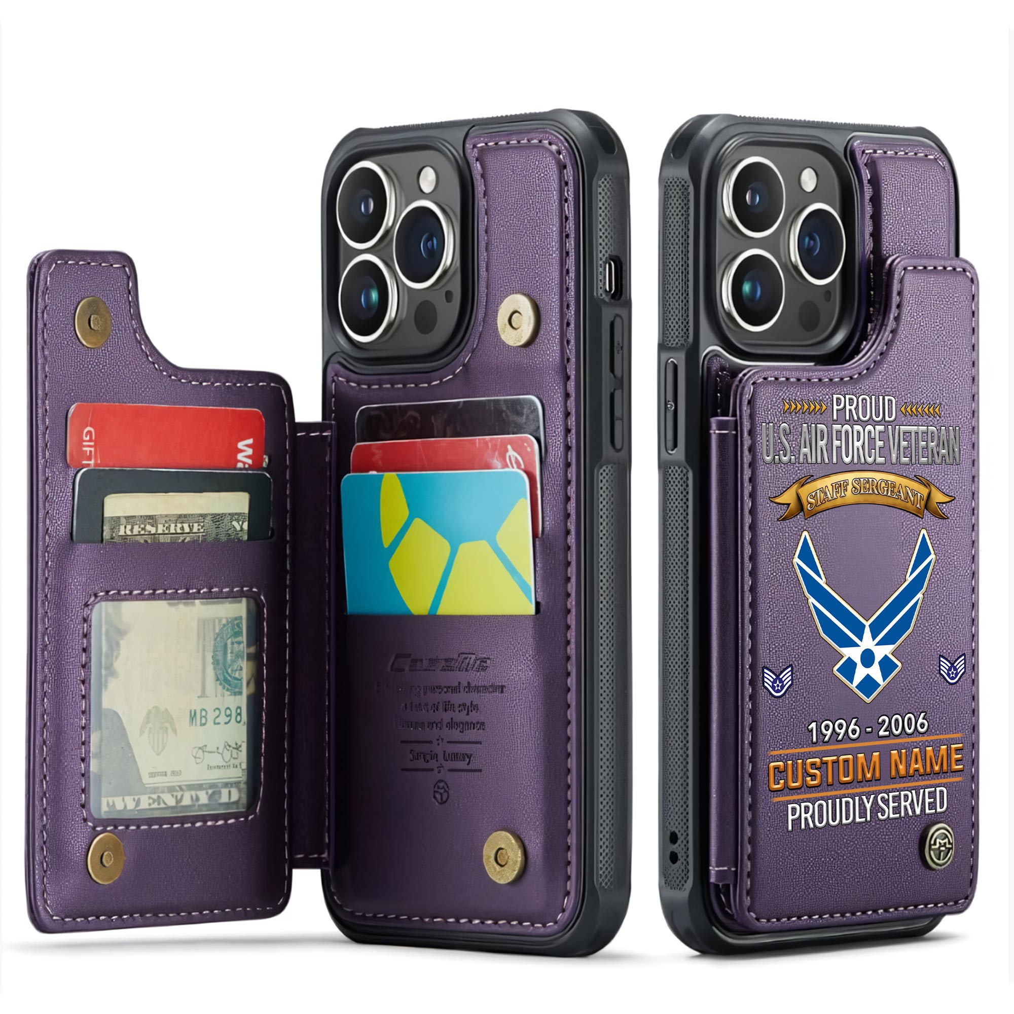 US Air Force , E 7 Air Force Master Sergeant - Leather Flip Phone Case - Image 6