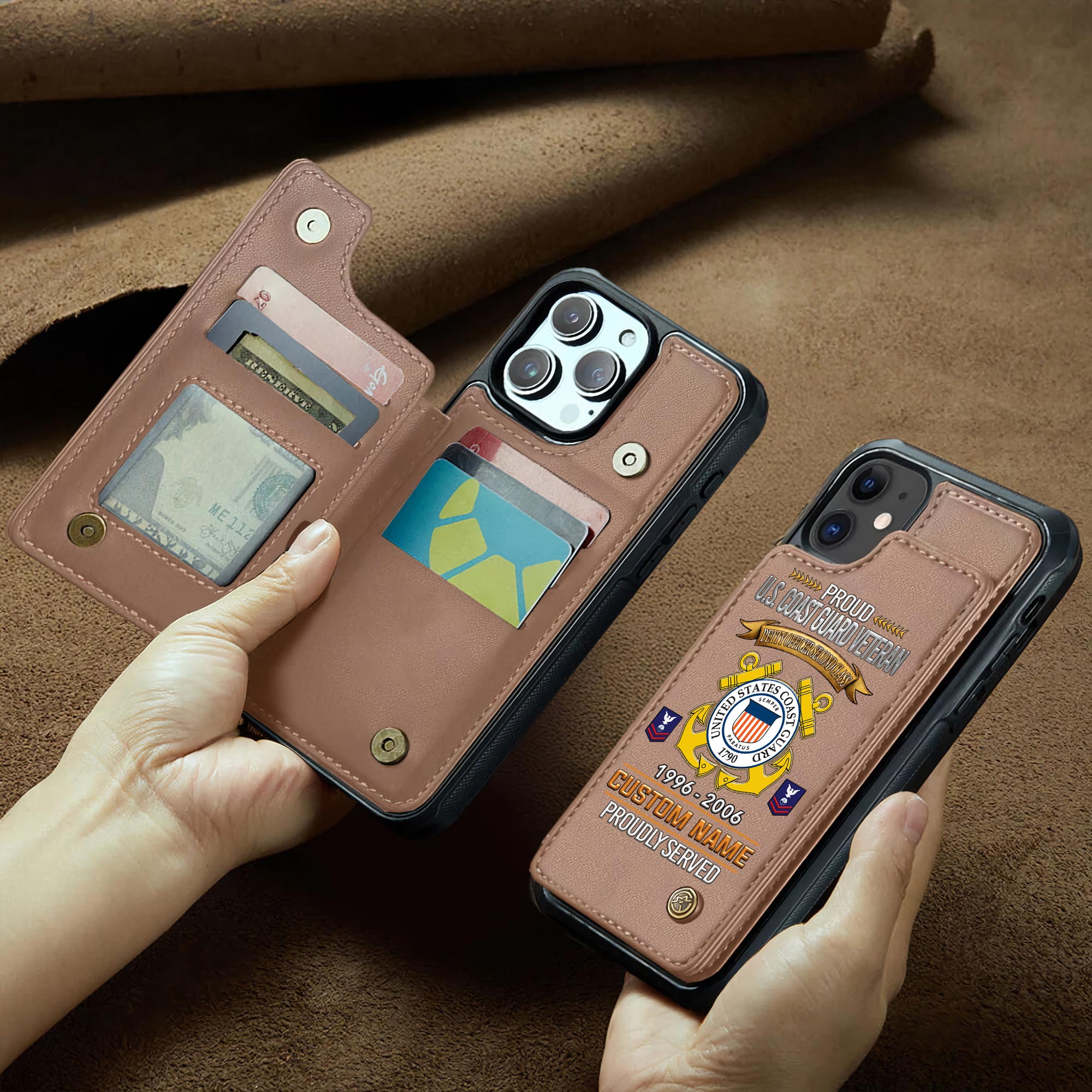 US Coast Guard, E 5 Red - Leather Flip Phone Case - Image 2