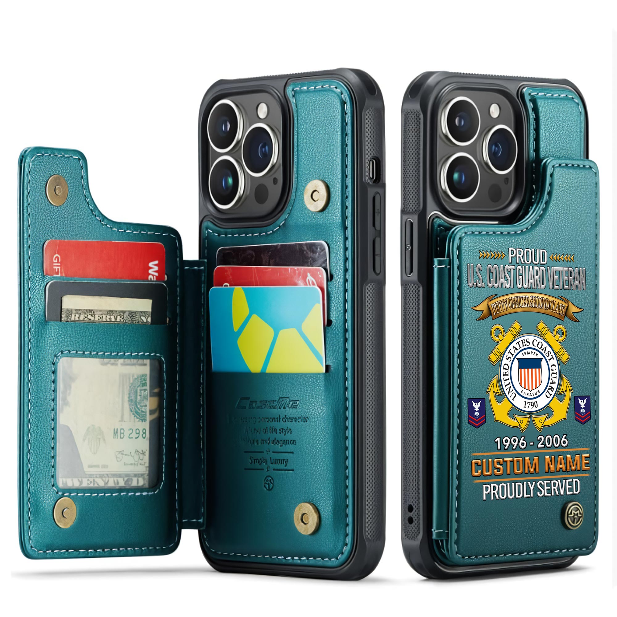 US Coast Guard, E 5 Red - Leather Flip Phone Case - Image 5