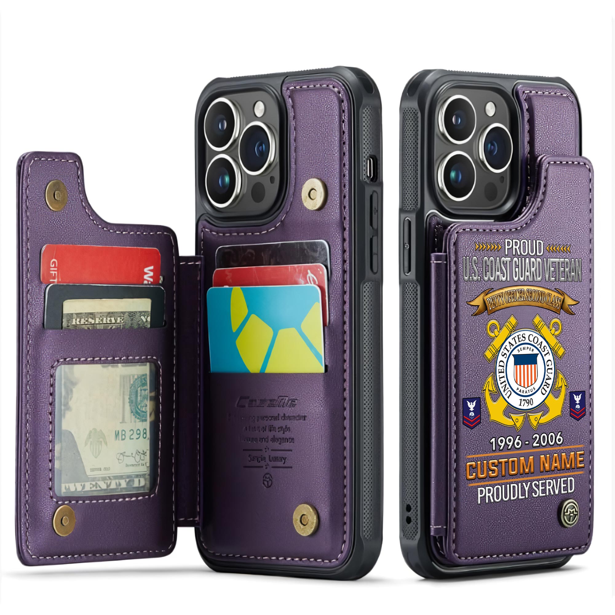 US Coast Guard, E 5 Red - Leather Flip Phone Case - Image 6