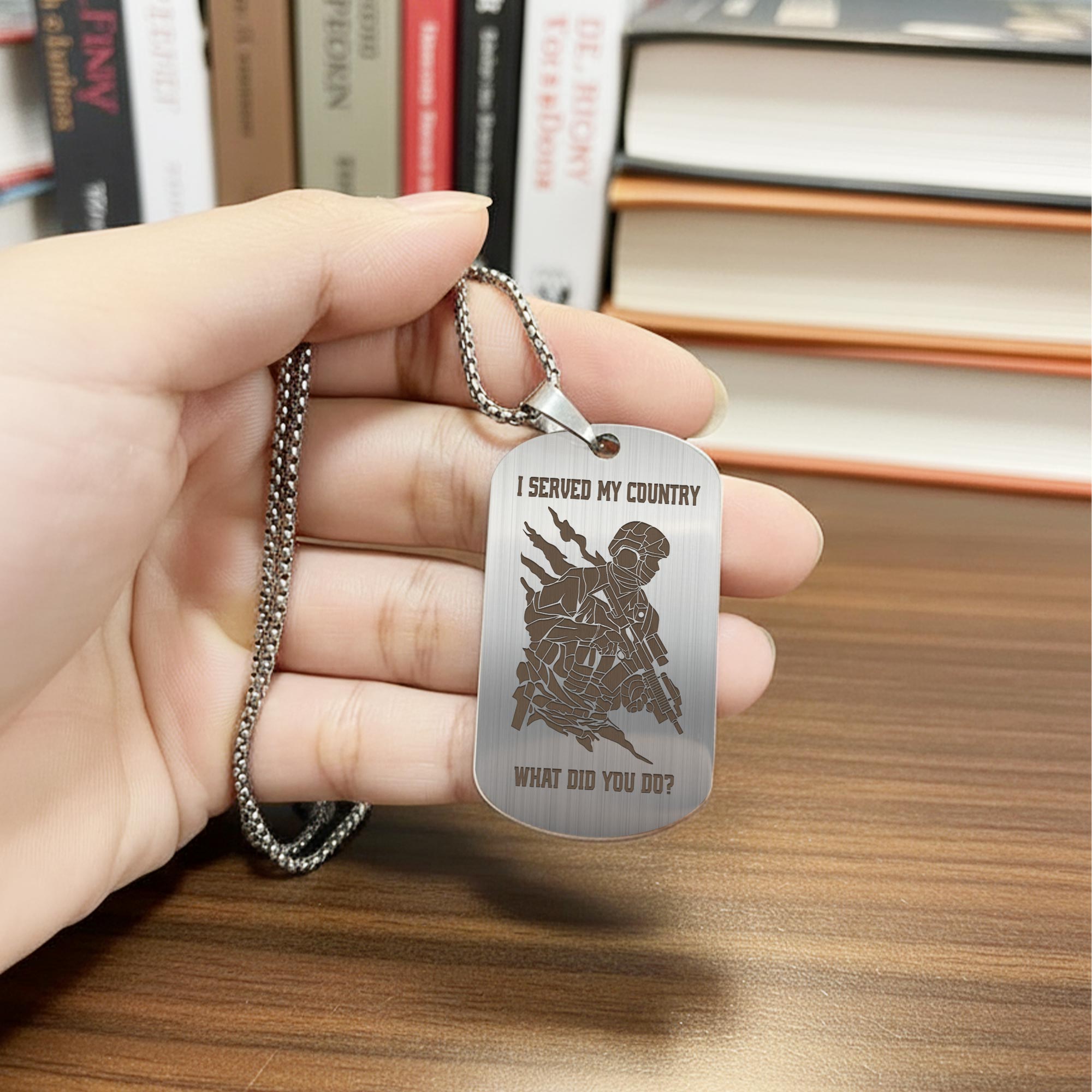 US Air Force - Silver Engraved Cross Dog Tag - Image 5