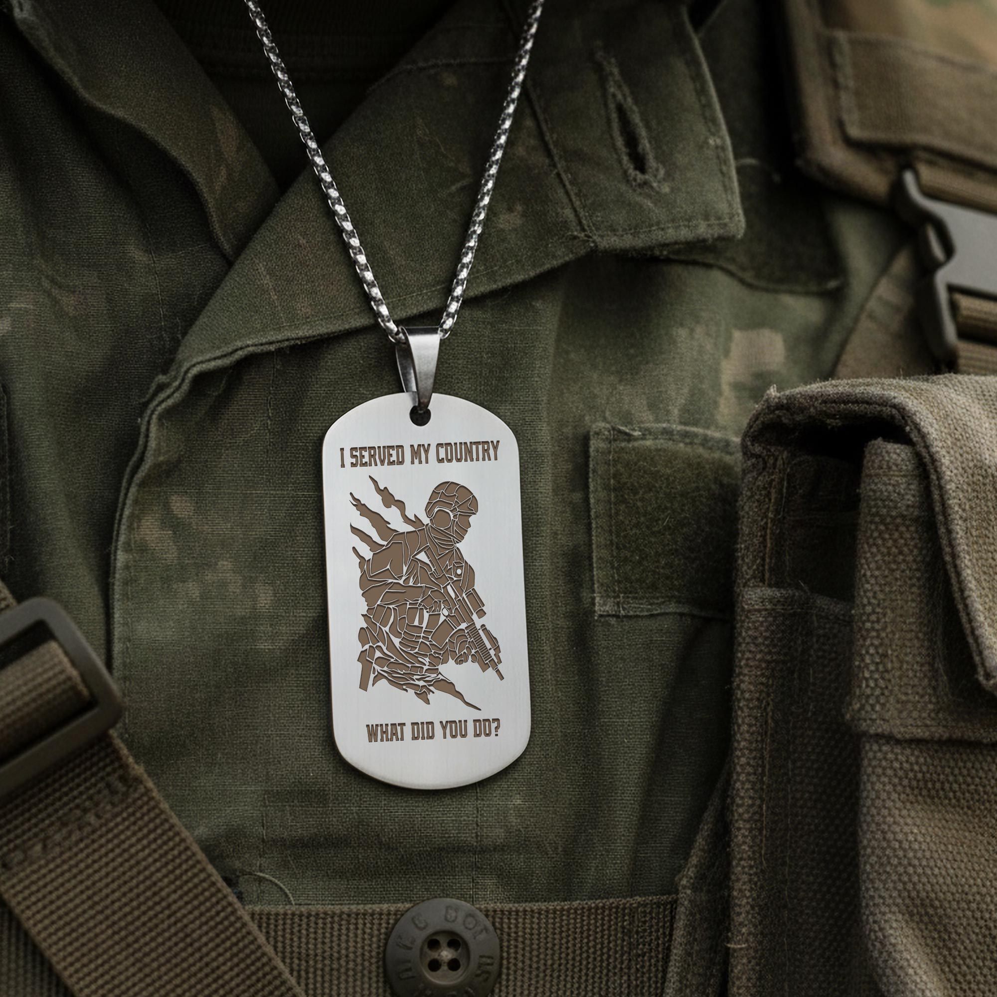 US Coast Guard, E 3 Red - Silver Engraved Cross Dog Tag - Image 3