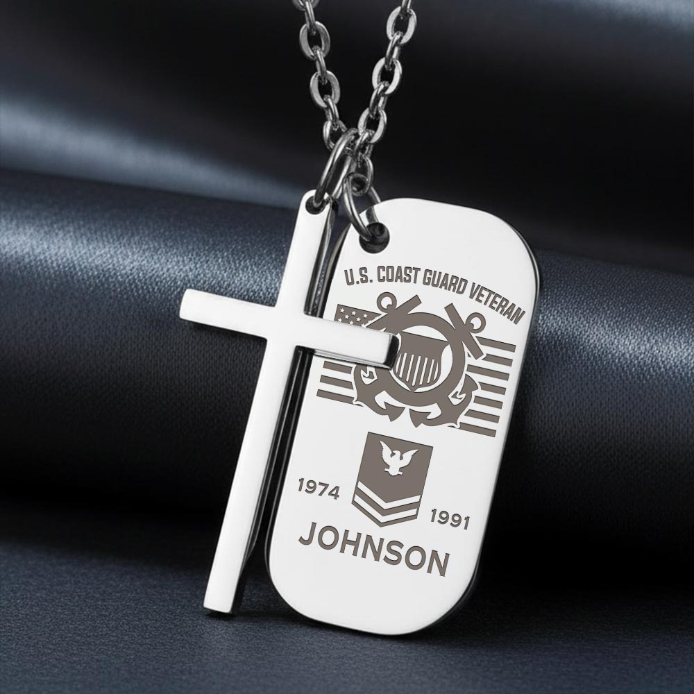 US Coast Guard, All Gave Some, Some Gave All - Silver Engraved Cross Dog Tag - Image 2