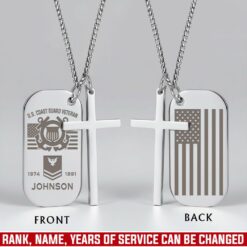 US Coast Guard - Silver Engraved Two Pieces Cross Dog Tag