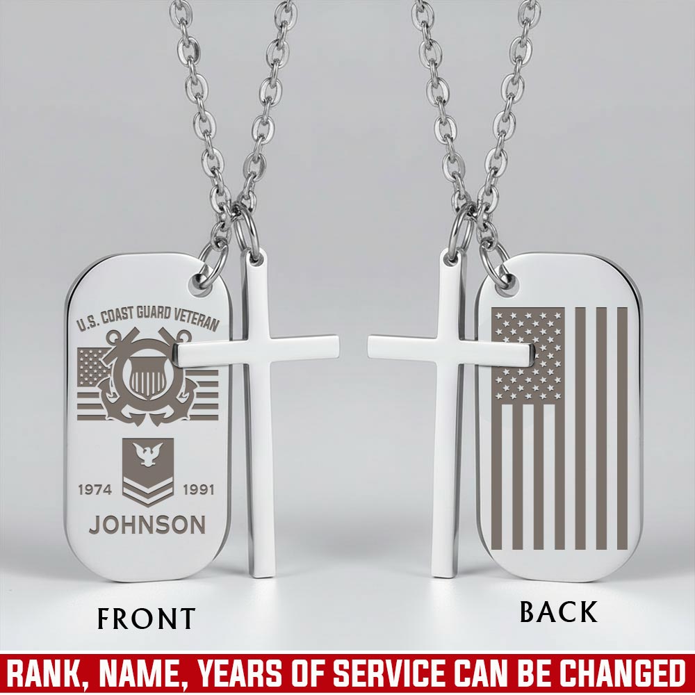 US Coast Guard, All Gave Some, Some Gave All - Silver Engraved Cross Dog Tag