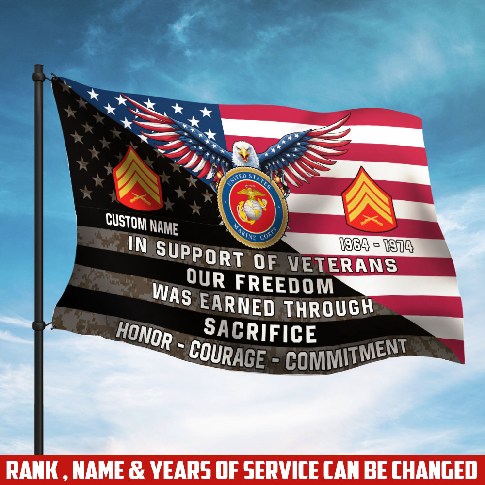 US Marine Corps, Proud Veteran - Flying Flag 3×5 Feet(90×150 Cm)