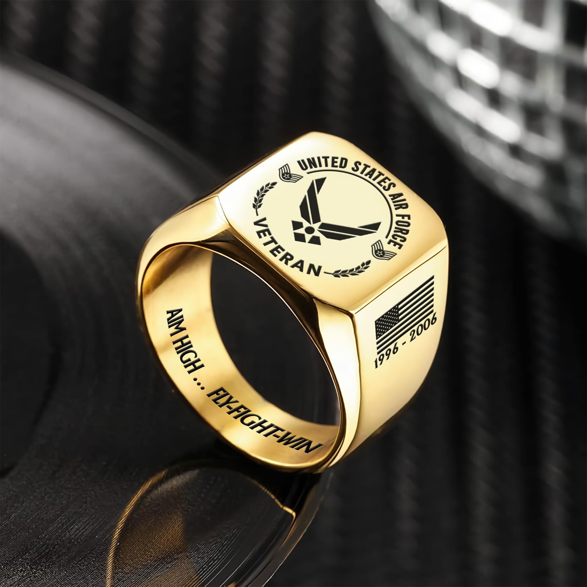 US Air Force , E 6 Air Force Technical Sergeant - Engraved Men's Ring - Image 2
