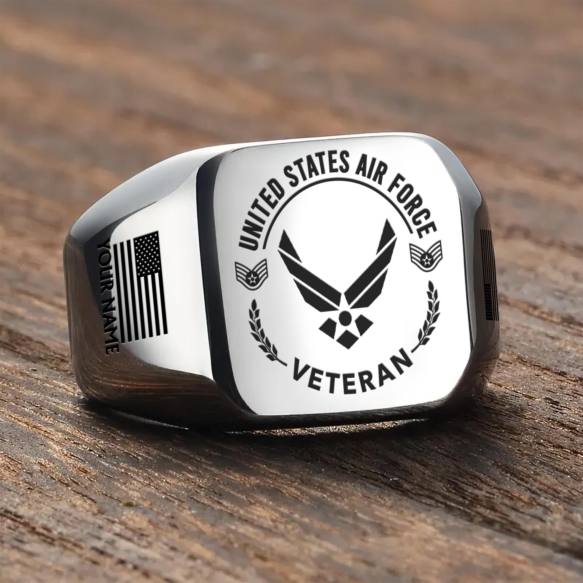 US Air Force , E 6 Air Force Technical Sergeant - Engraved Men's Ring - Image 3